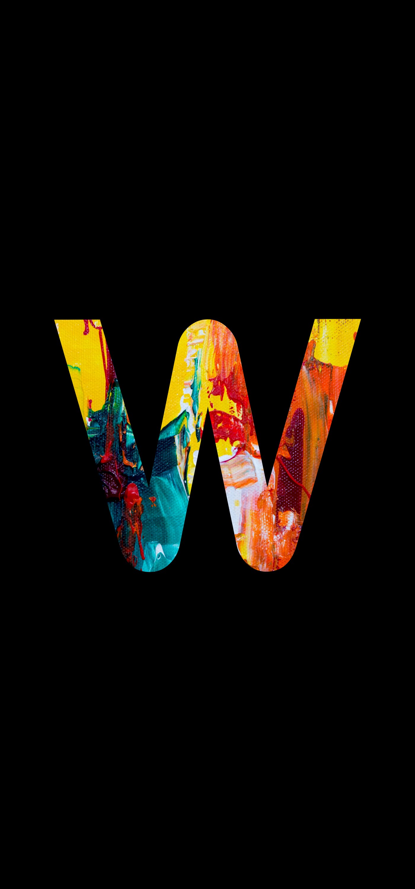 Letter W with abstract paint texture HD Phone Wallpaper