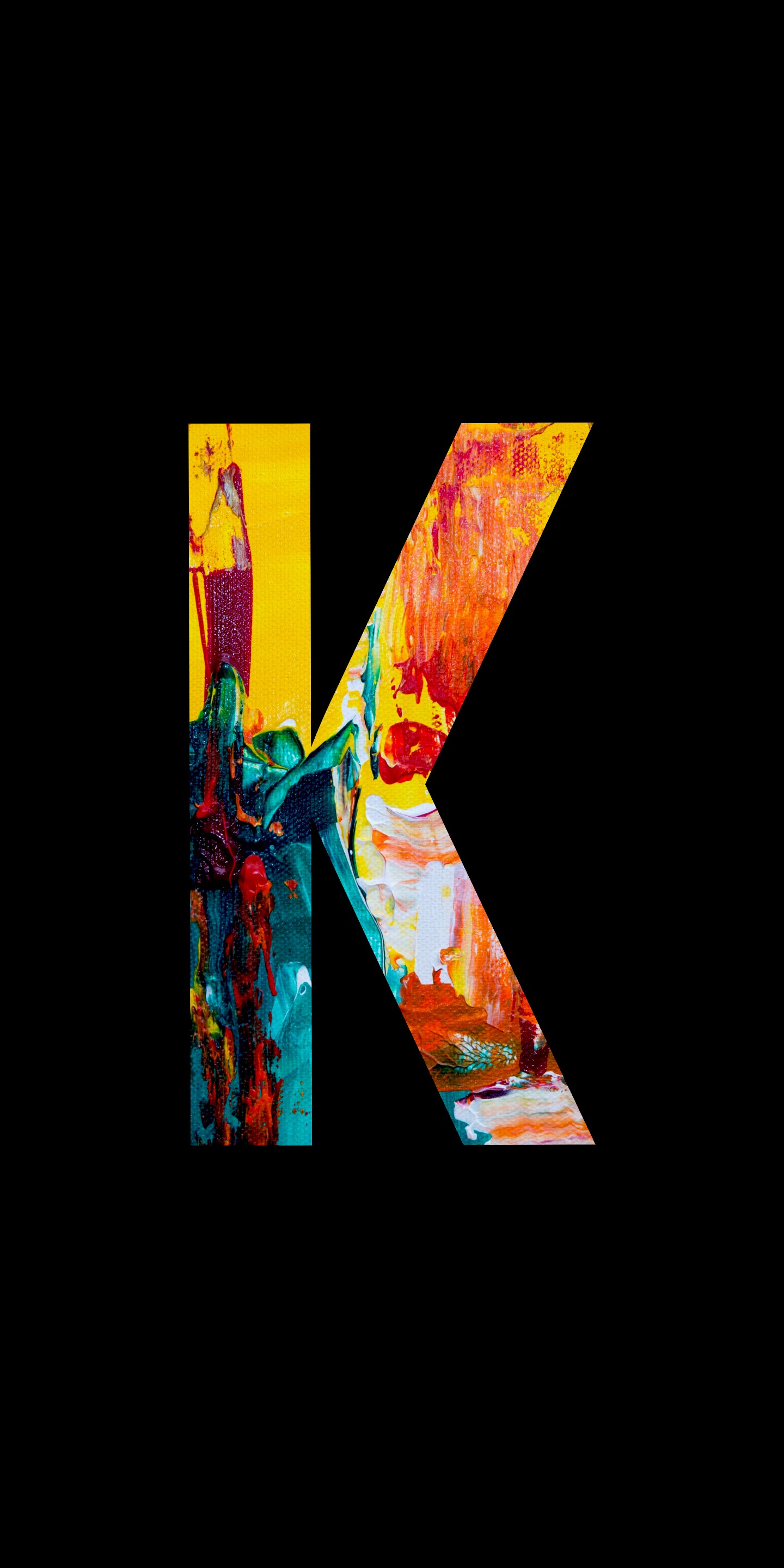 Letter K with abstract paint strokes HD Phone Wallpaper