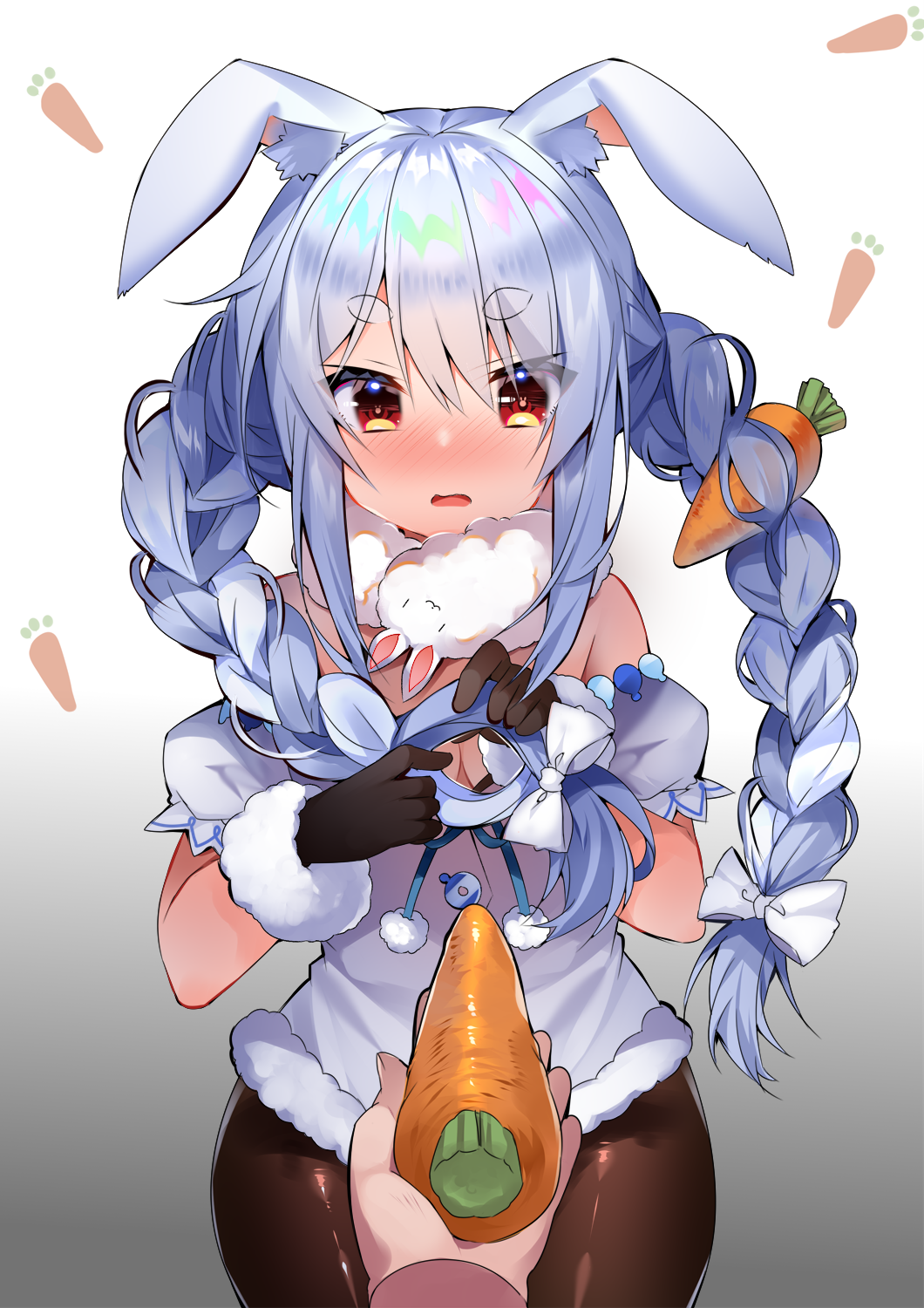 Usada Pekora from Hololive holding a carrot HD Phone Wallpaper