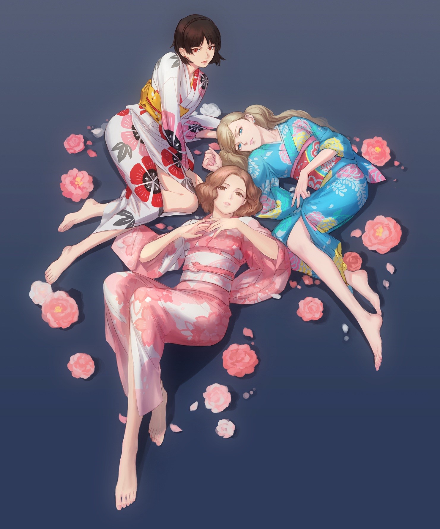 Persona 5 Anime Girls in Yukata HD Phone Wallpaper