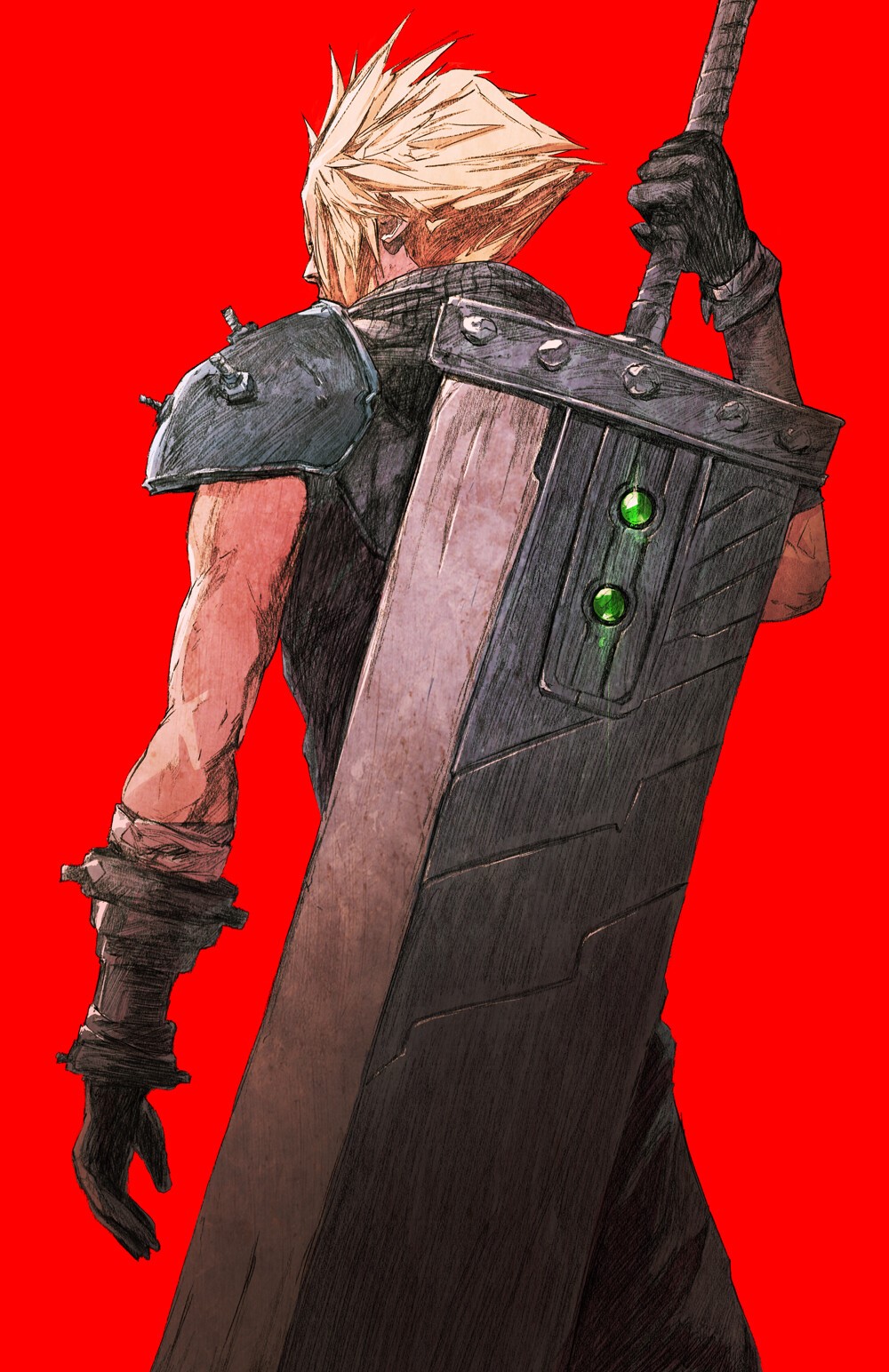 Cloud Strife from Final Fantasy VII with Buster Sword HD Phone Wallpaper