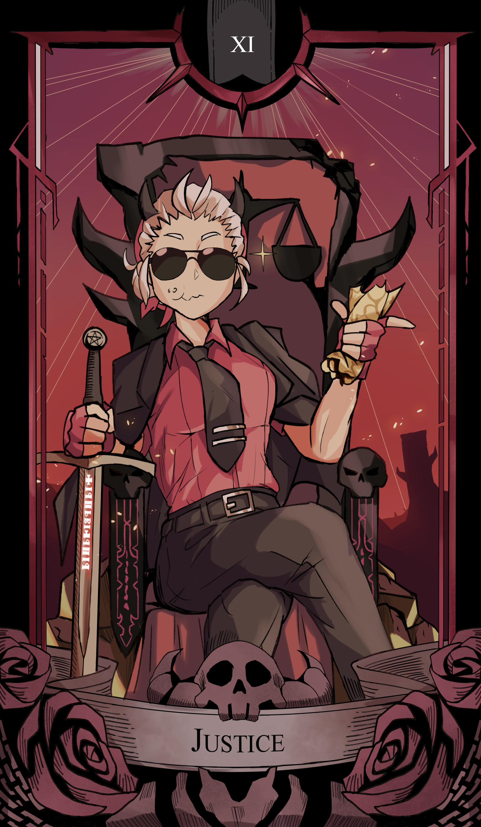 Justice from Helltaker Tarot Card HD Phone Wallpaper