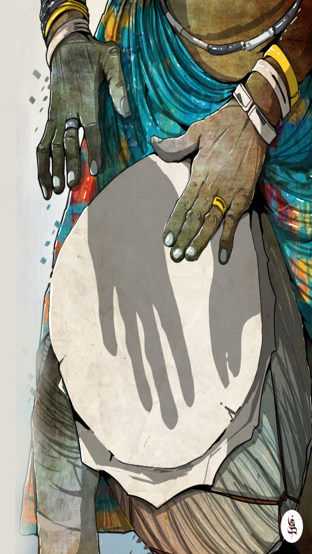 Illustration of hands playing a drum HD Phone Wallpaper