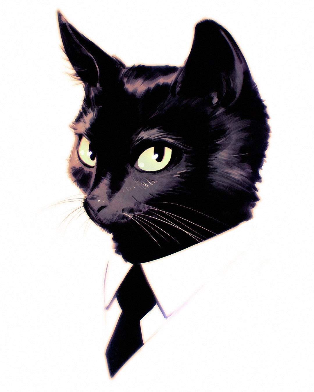 Black cat wearing a tie and shirt by Ilya Kuvshinov HD Phone Wallpaper