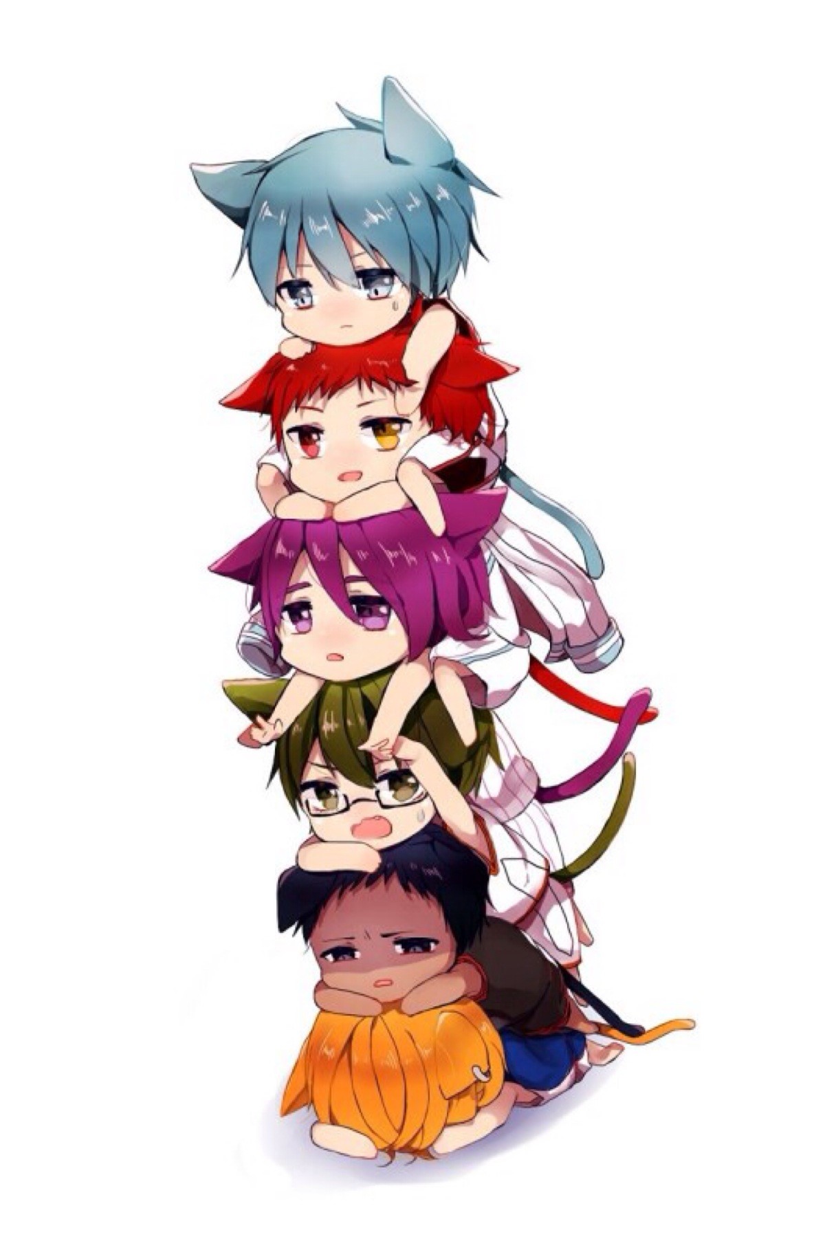 Anime characters stacked on top of each other HD Phone Wallpaper