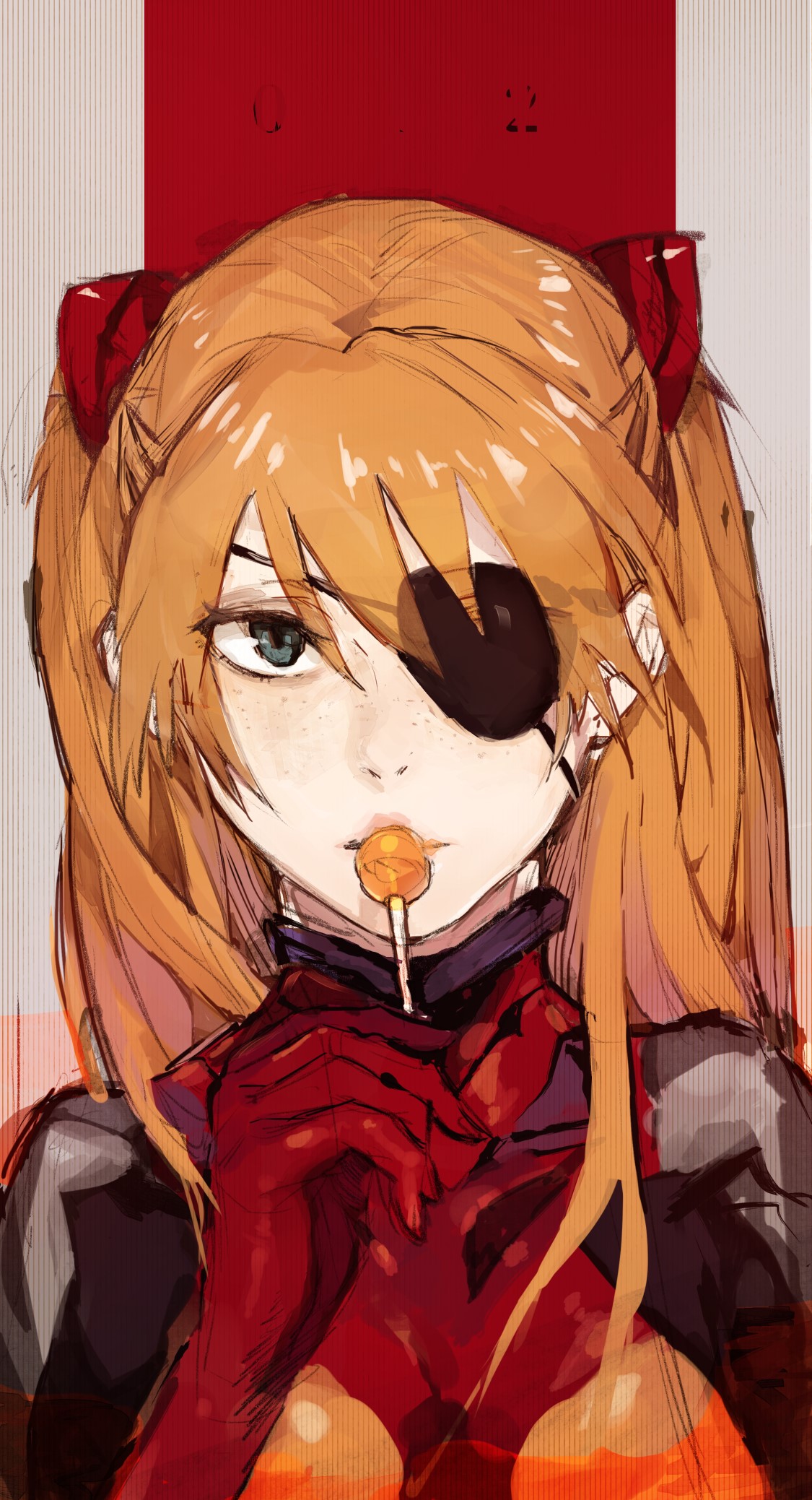 Asuka Langley Soryu from Neon Genesis Evangelion with lollipop HD Phone Wallpaper
