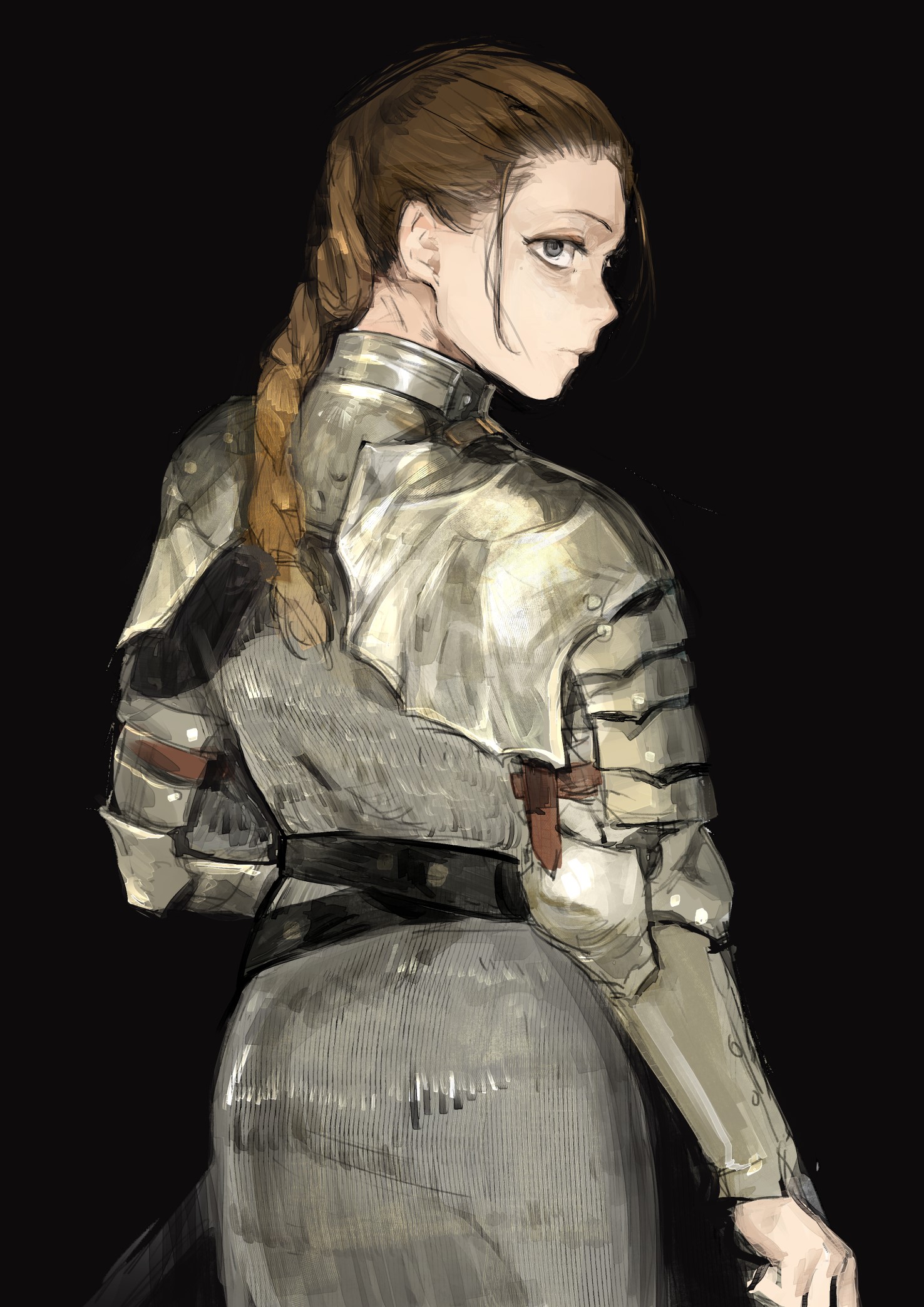 Woman in ornate armor looking back HD Phone Wallpaper