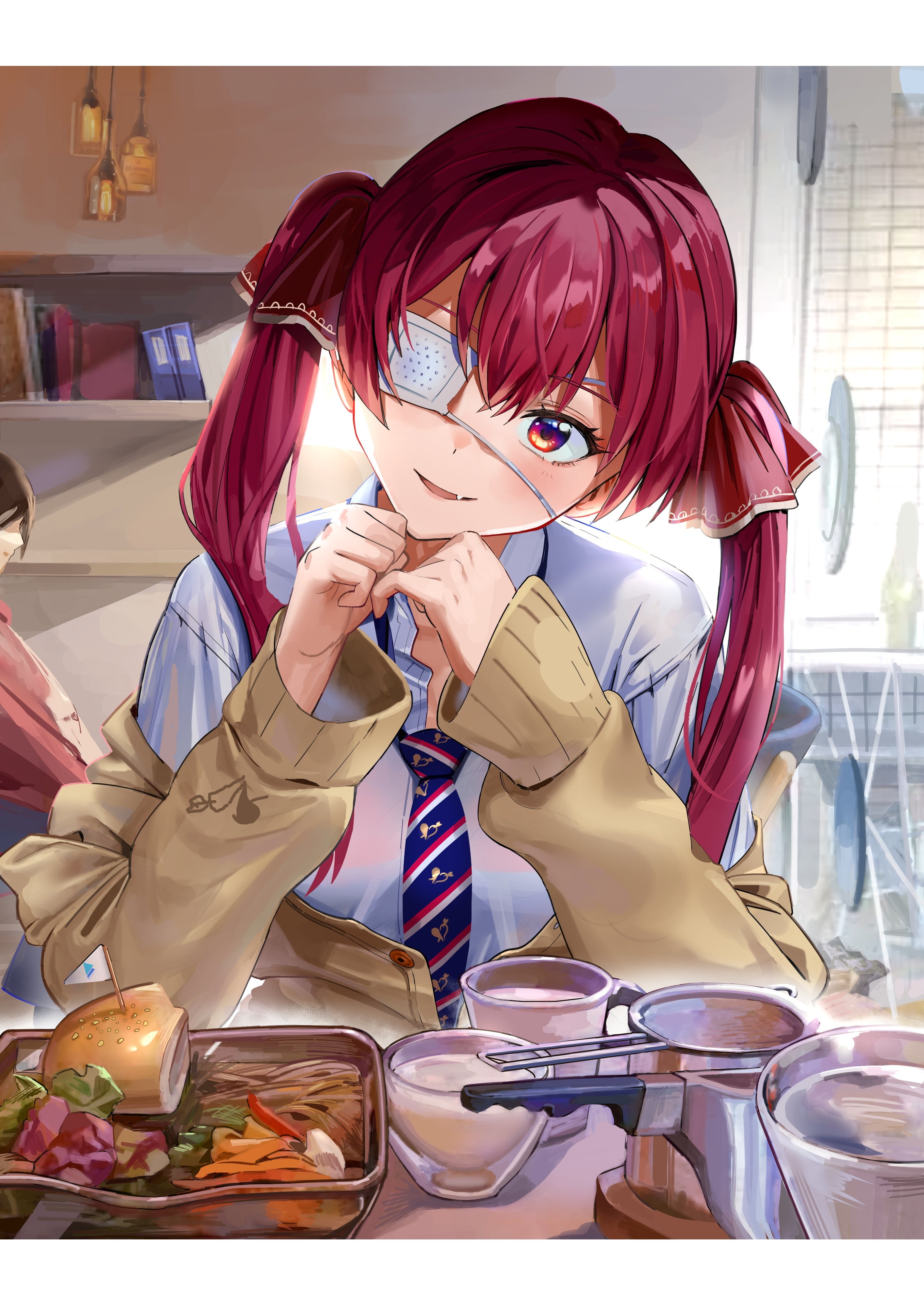 Houshou Marine from Hololive with an eyepatch HD Phone Wallpaper