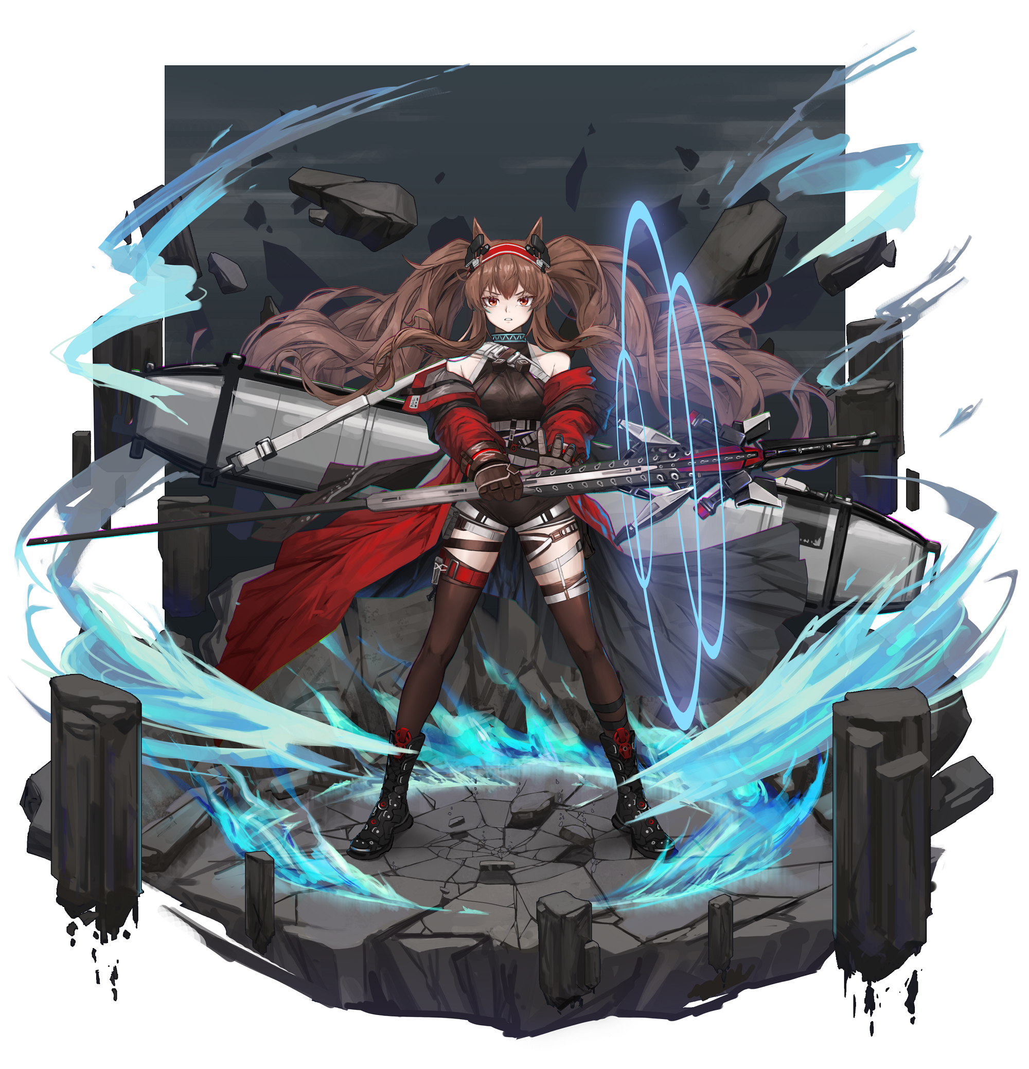 Angelina from Arknights with a weapon HD Phone Wallpaper