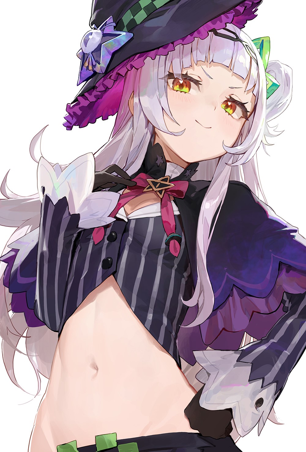 Murasaki Shion from Hololive, witch hat, bare midriff HD Phone Wallpaper