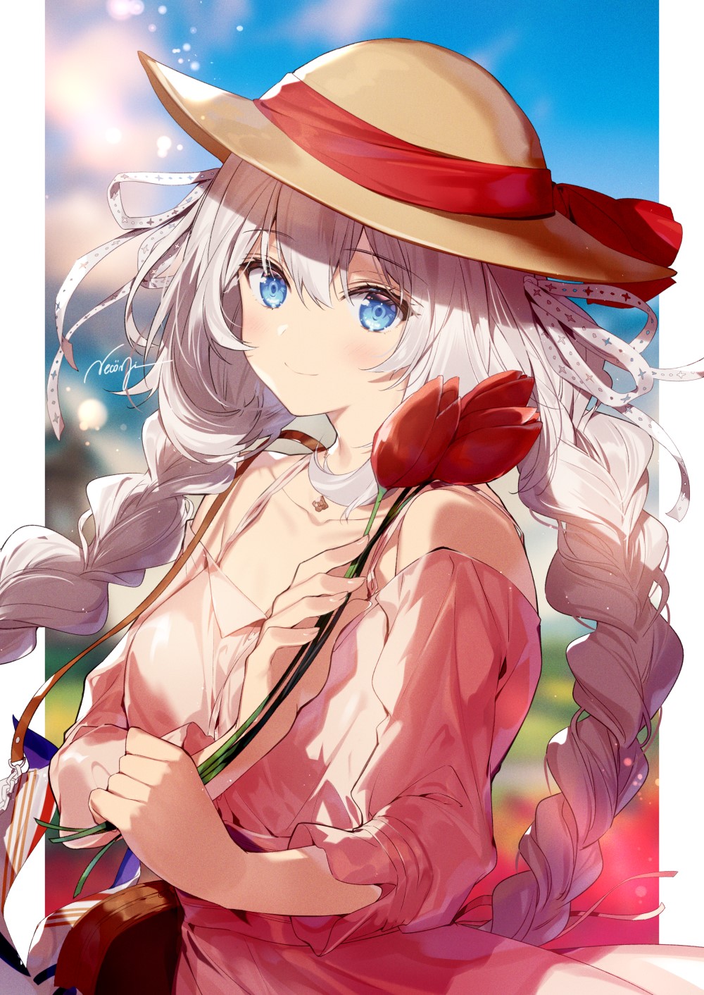 Marie Antoinette from Fate/Grand Order with a flower HD Phone Wallpaper