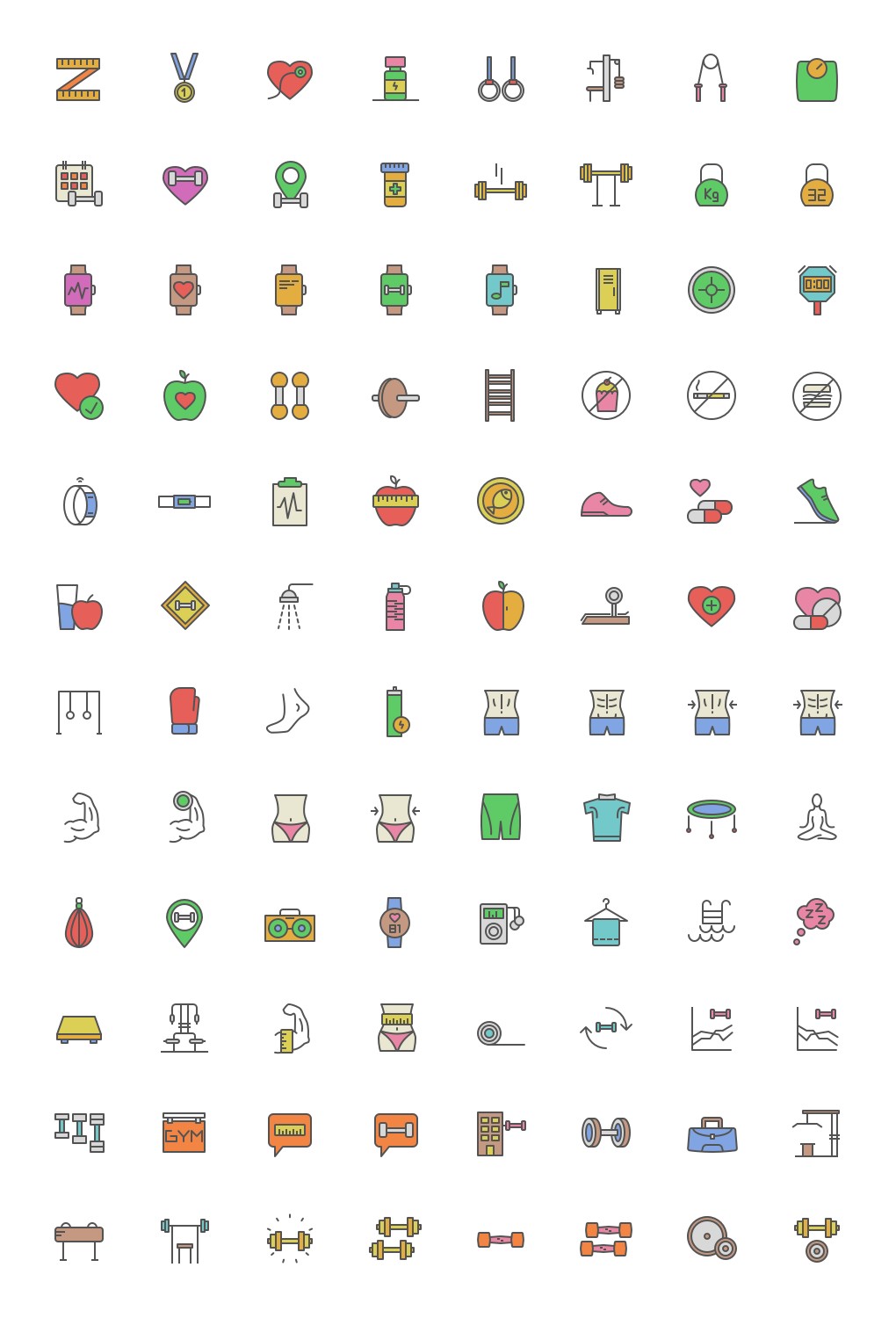 Collection of fitness and health icons HD Phone Wallpaper