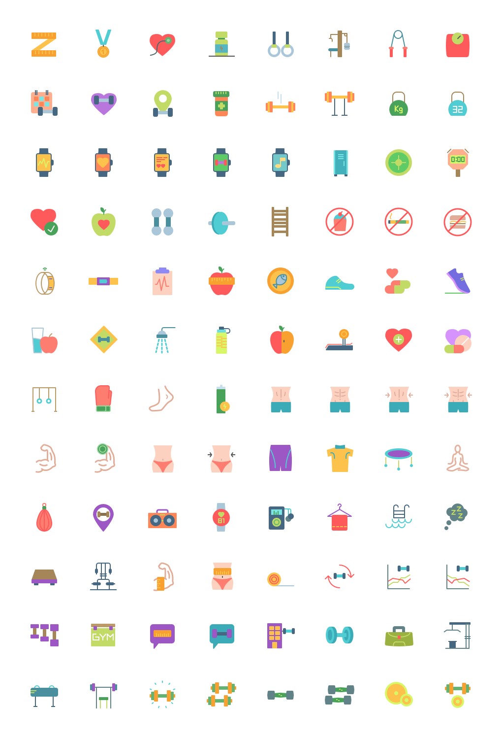 Fitness and health icons on white background HD Phone Wallpaper