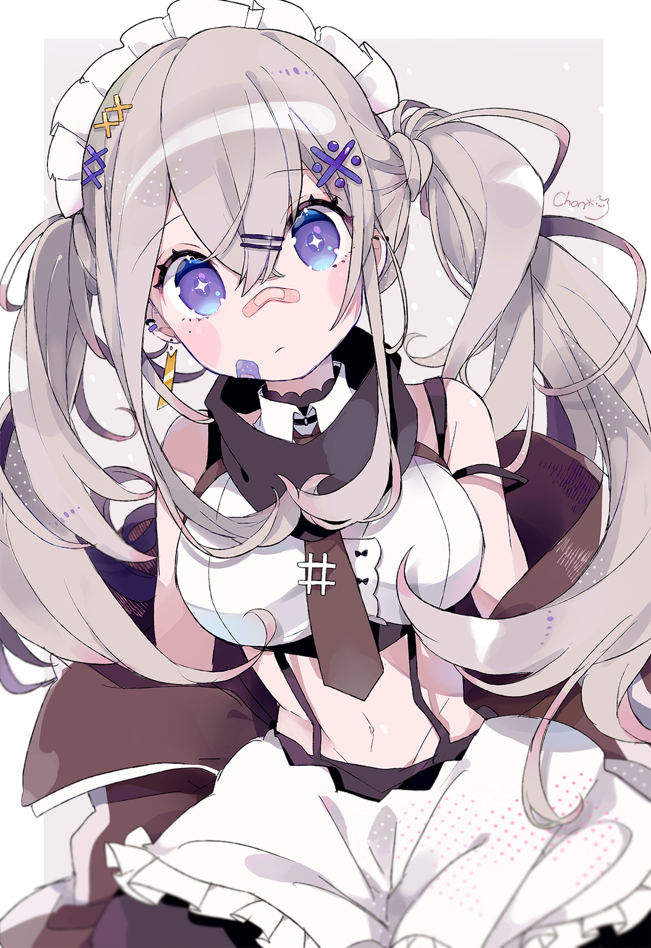 Anime girl with twintails and maid outfit HD Phone Wallpaper