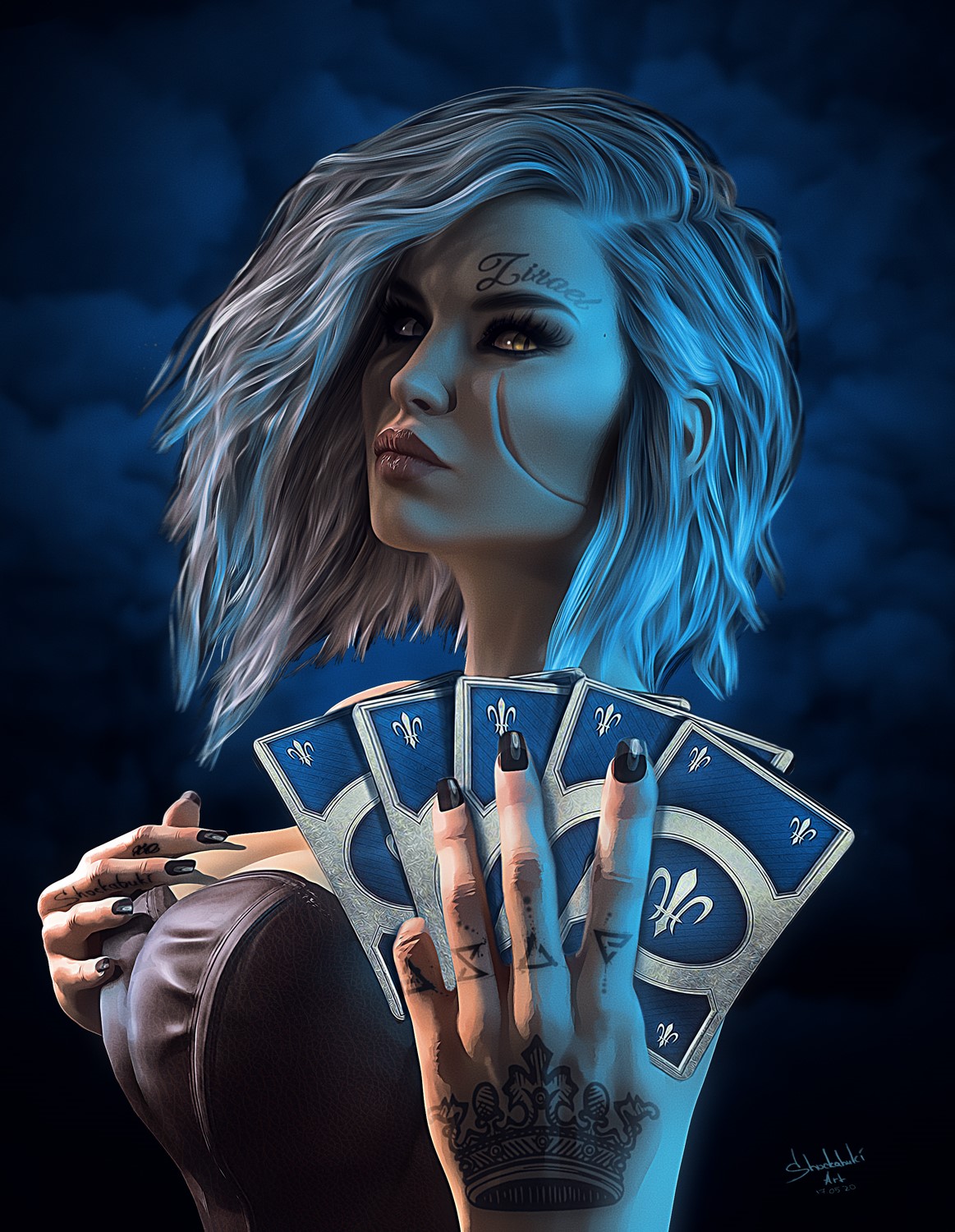 Ciri from The Witcher 3 holding Gwent cards HD Phone Wallpaper