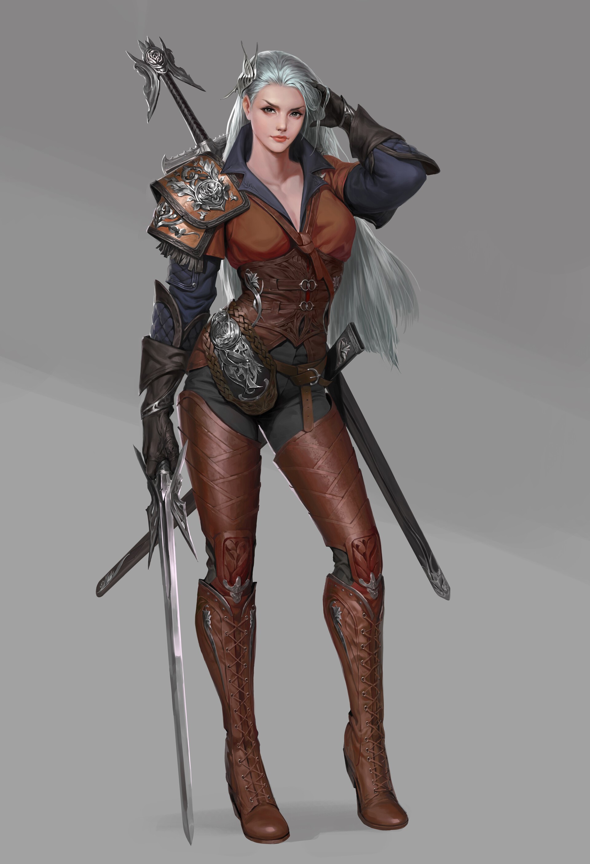 Fictional female warrior with swords HD Phone Wallpaper