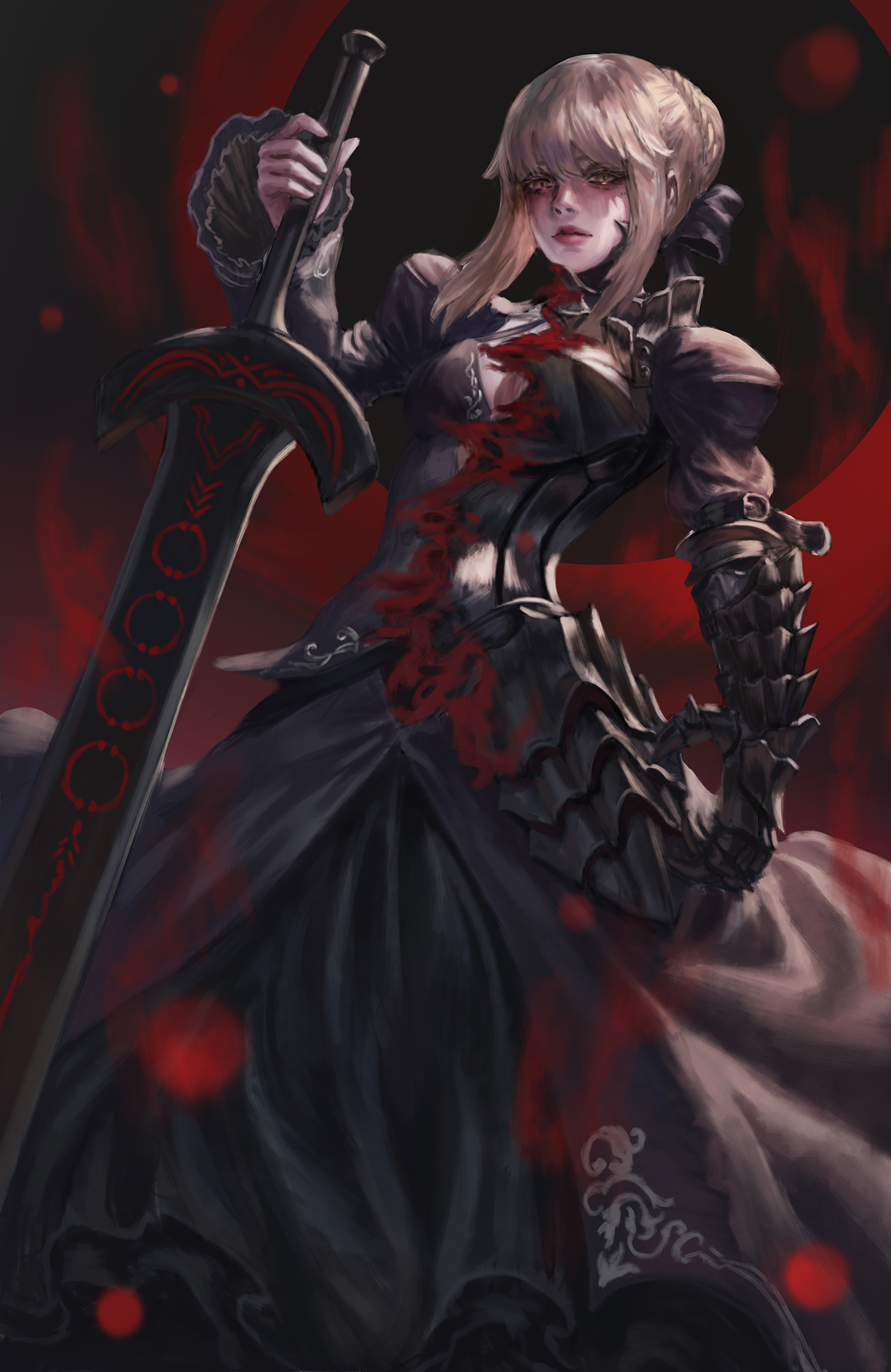 Saber Alter from Fate Series holding Excalibur HD Phone Wallpaper