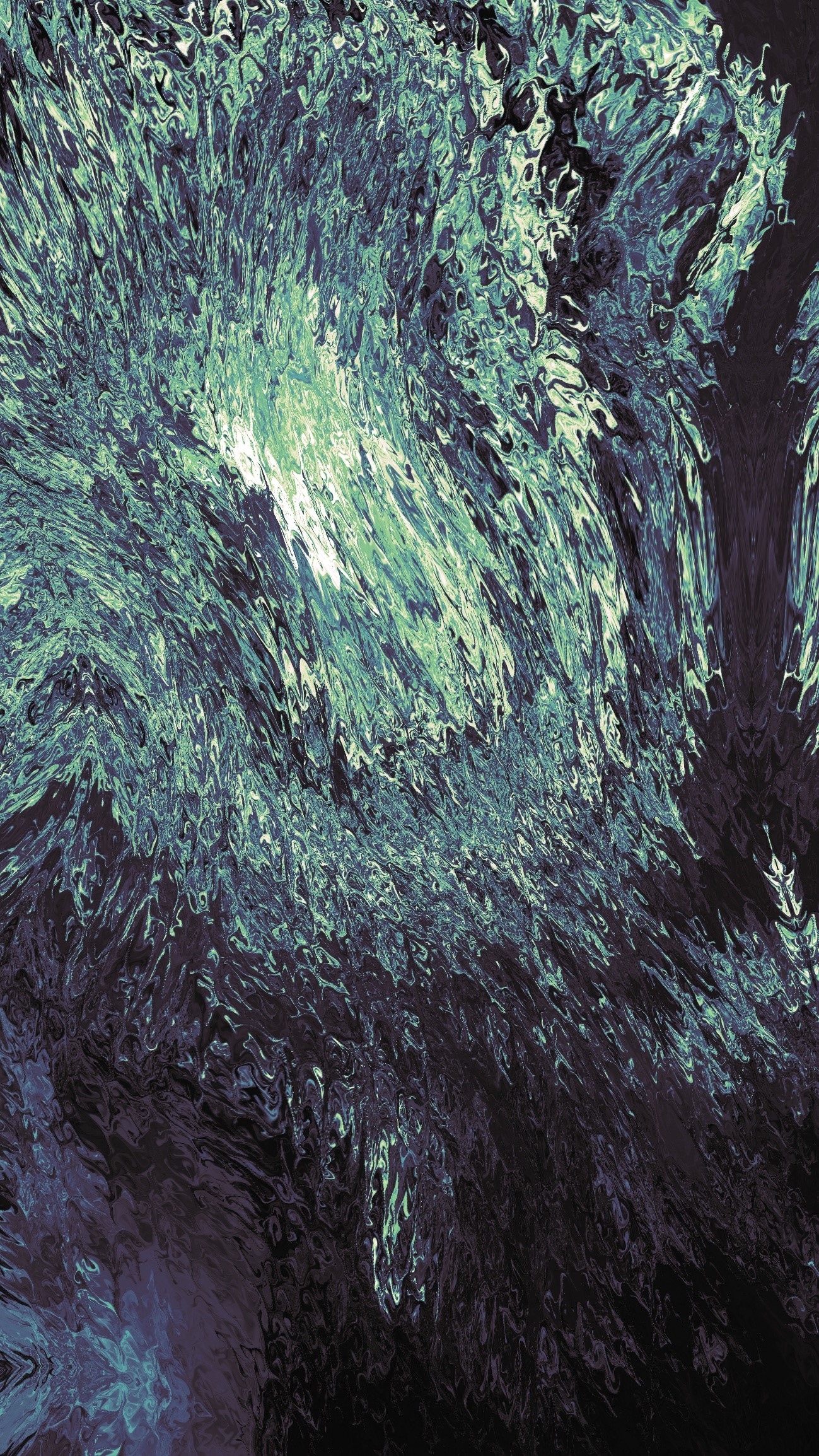 Psychedelic abstract texture with green and dark blue swirls HD Phone Wallpaper