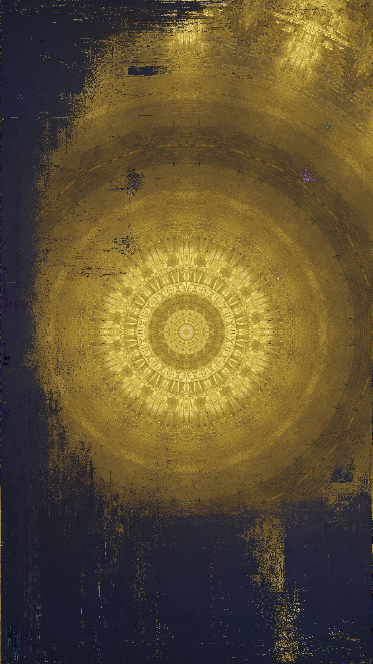 Psychedelic Golden Mandala with Dark Background HD Phone Wallpaper