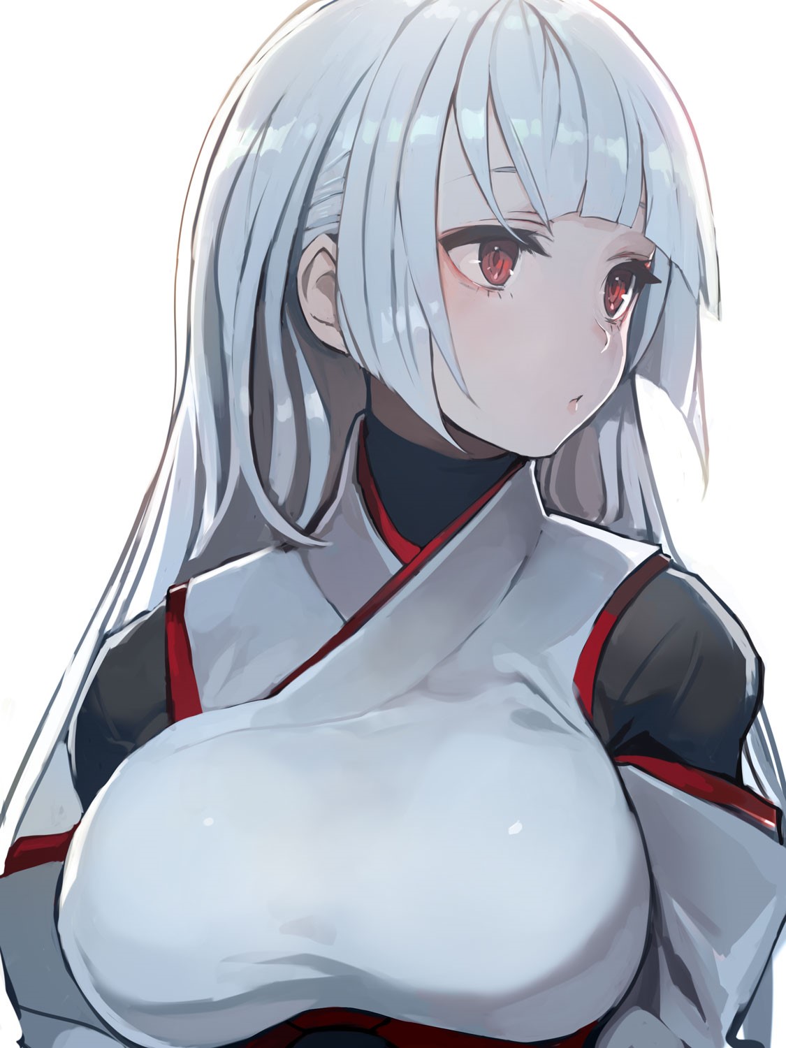 Anime girl with silver hair and red eyes HD Phone Wallpaper