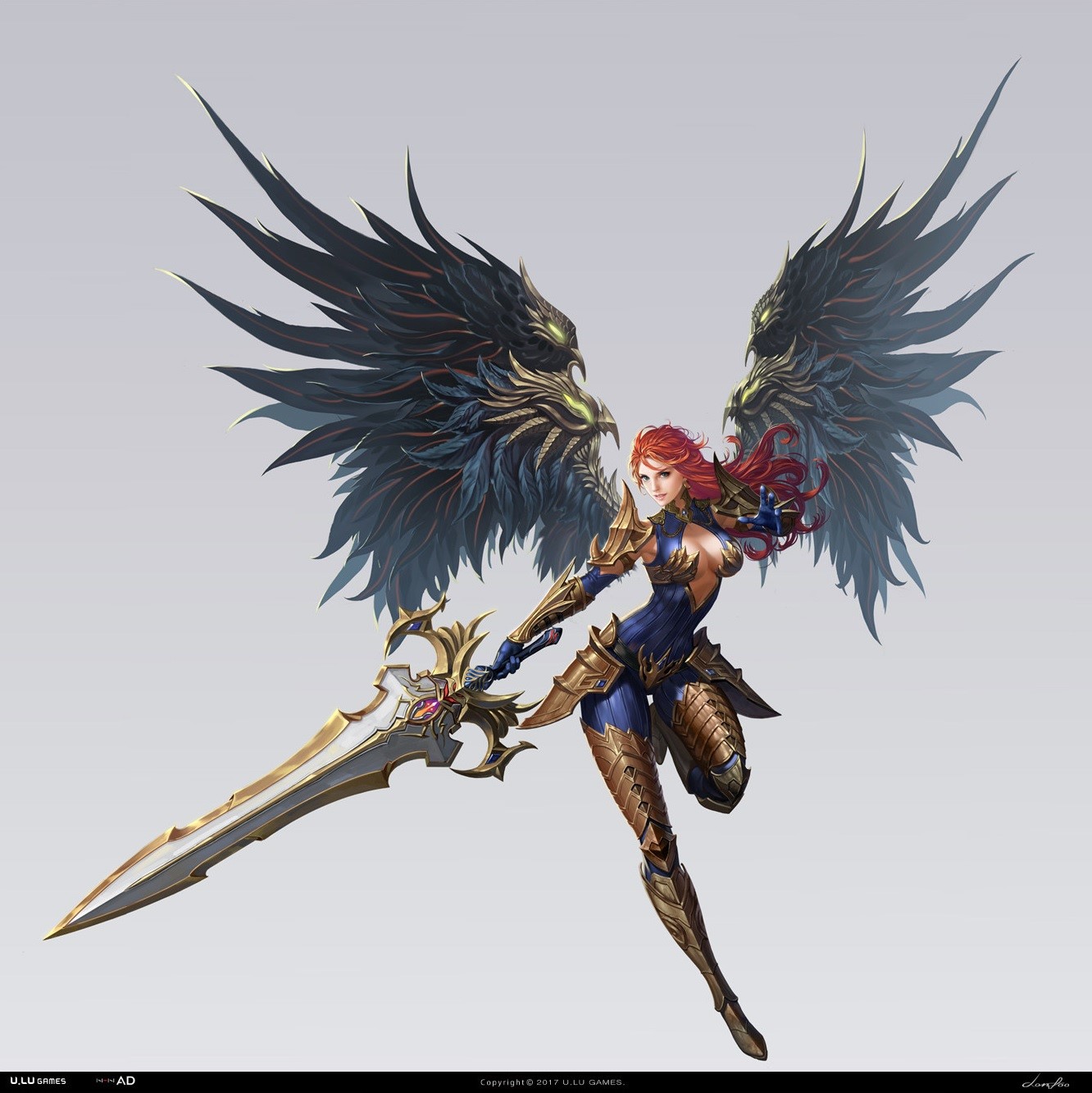 Warrior woman with sword and large wings HD Phone Wallpaper