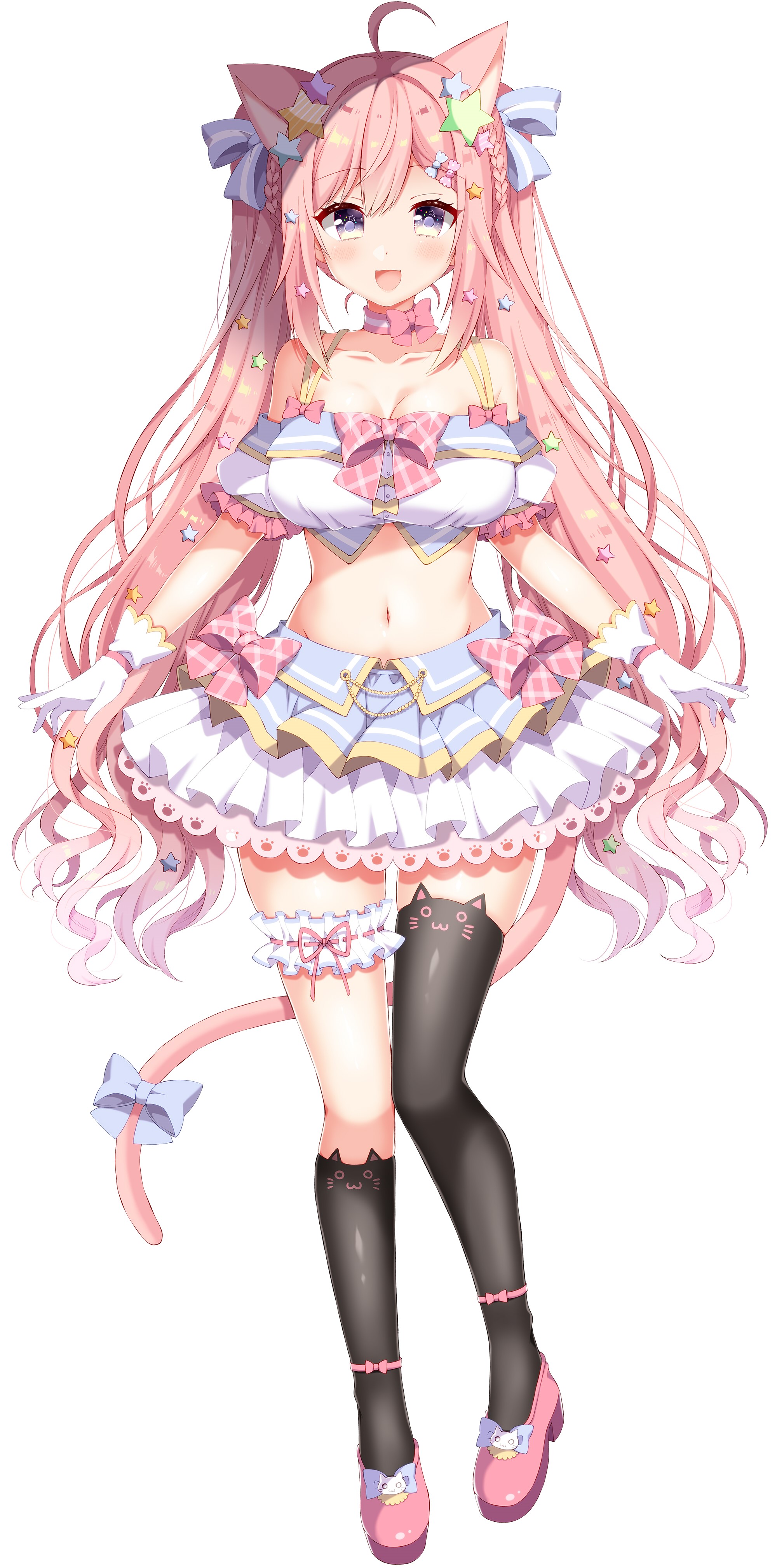 Tsukudani Norio Pink-Haired Cat Girl Portrait HD Phone Wallpaper