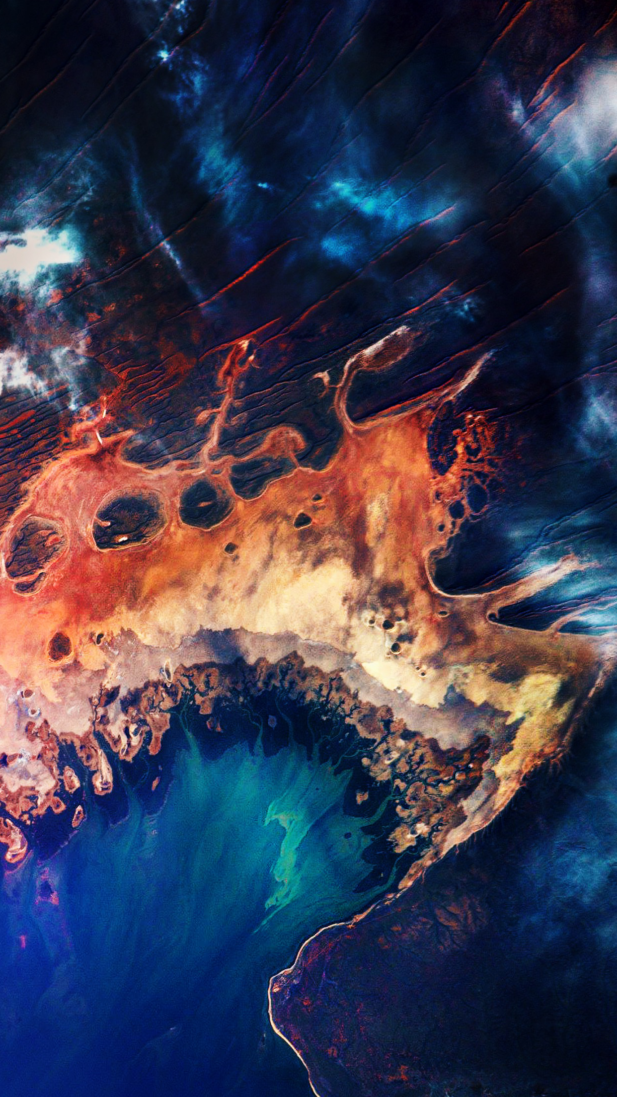 Satellite view of Earth's coast and ocean HD Phone Wallpaper