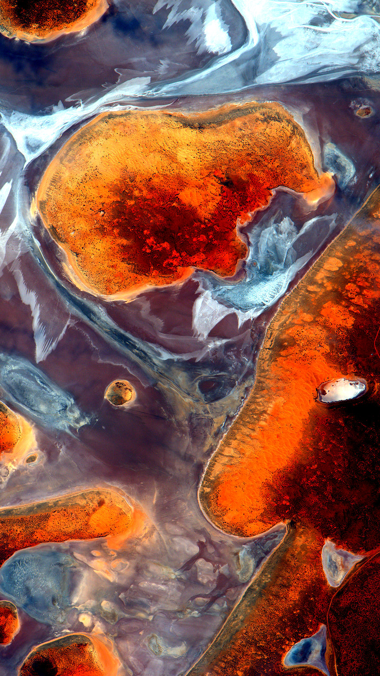 Aerial view of colorful salt flats and islands HD Phone Wallpaper