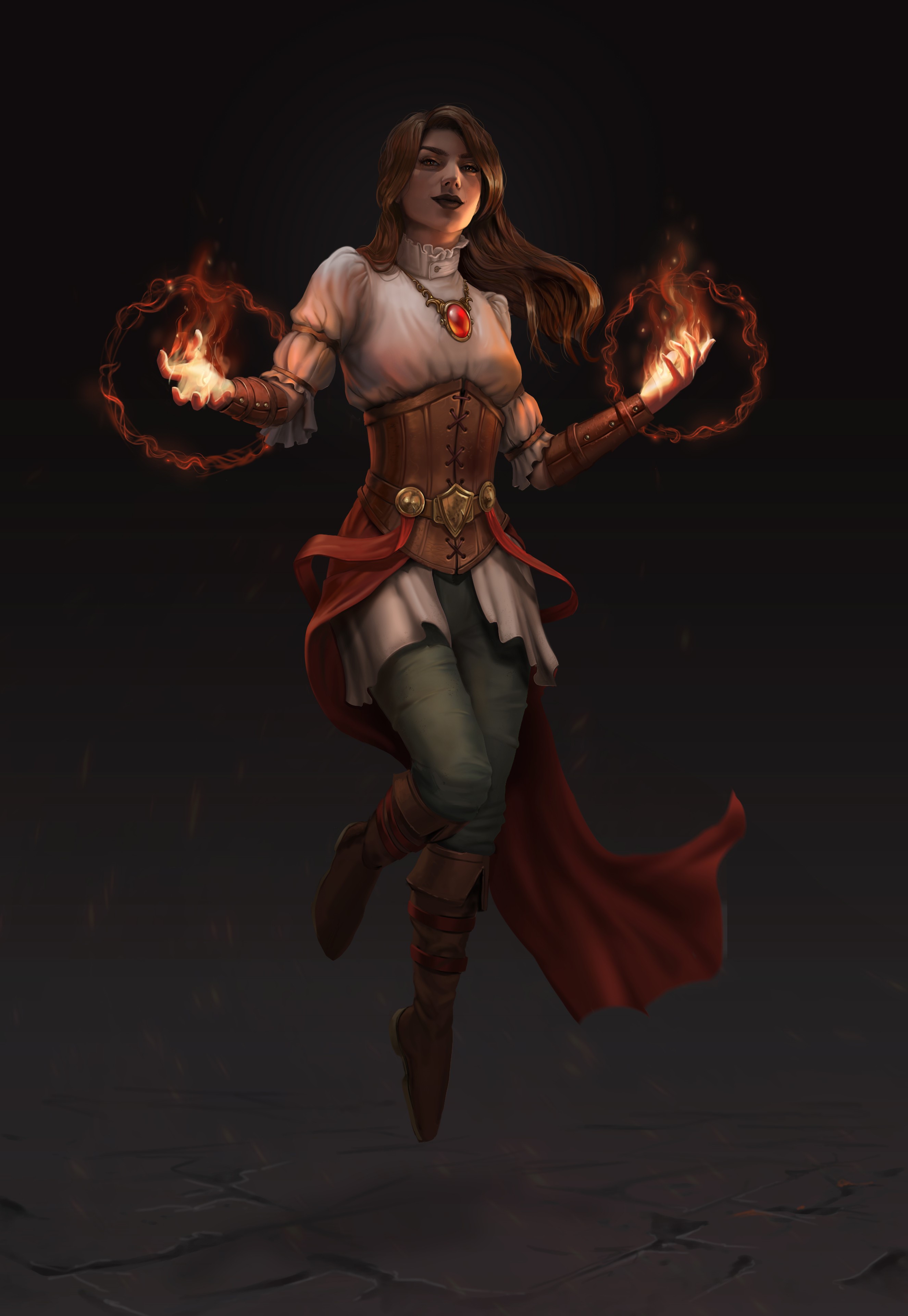 A woman conjuring fire magic HD Phone Wallpaper