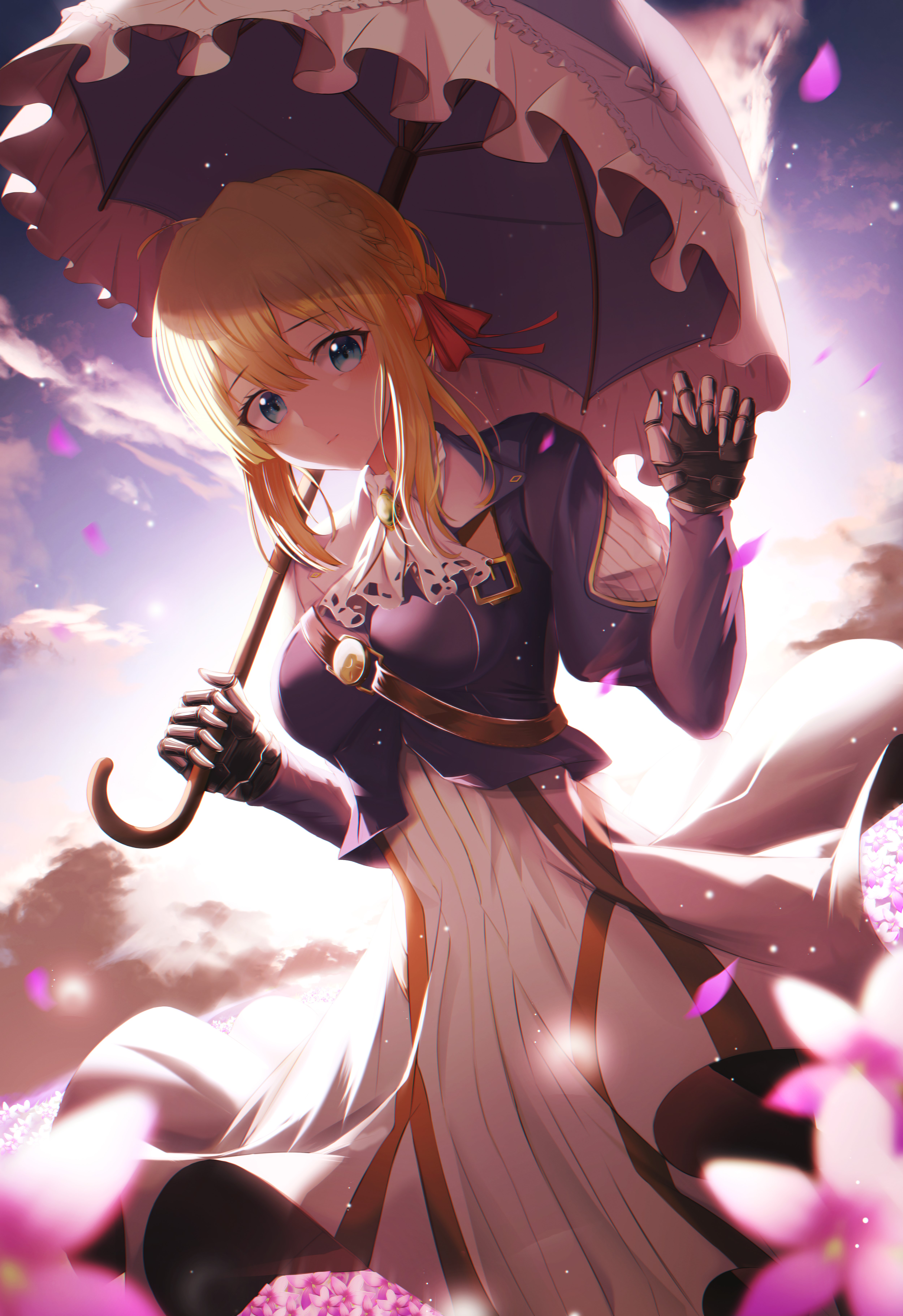 Violet Evergarden holding an umbrella HD Phone Wallpaper