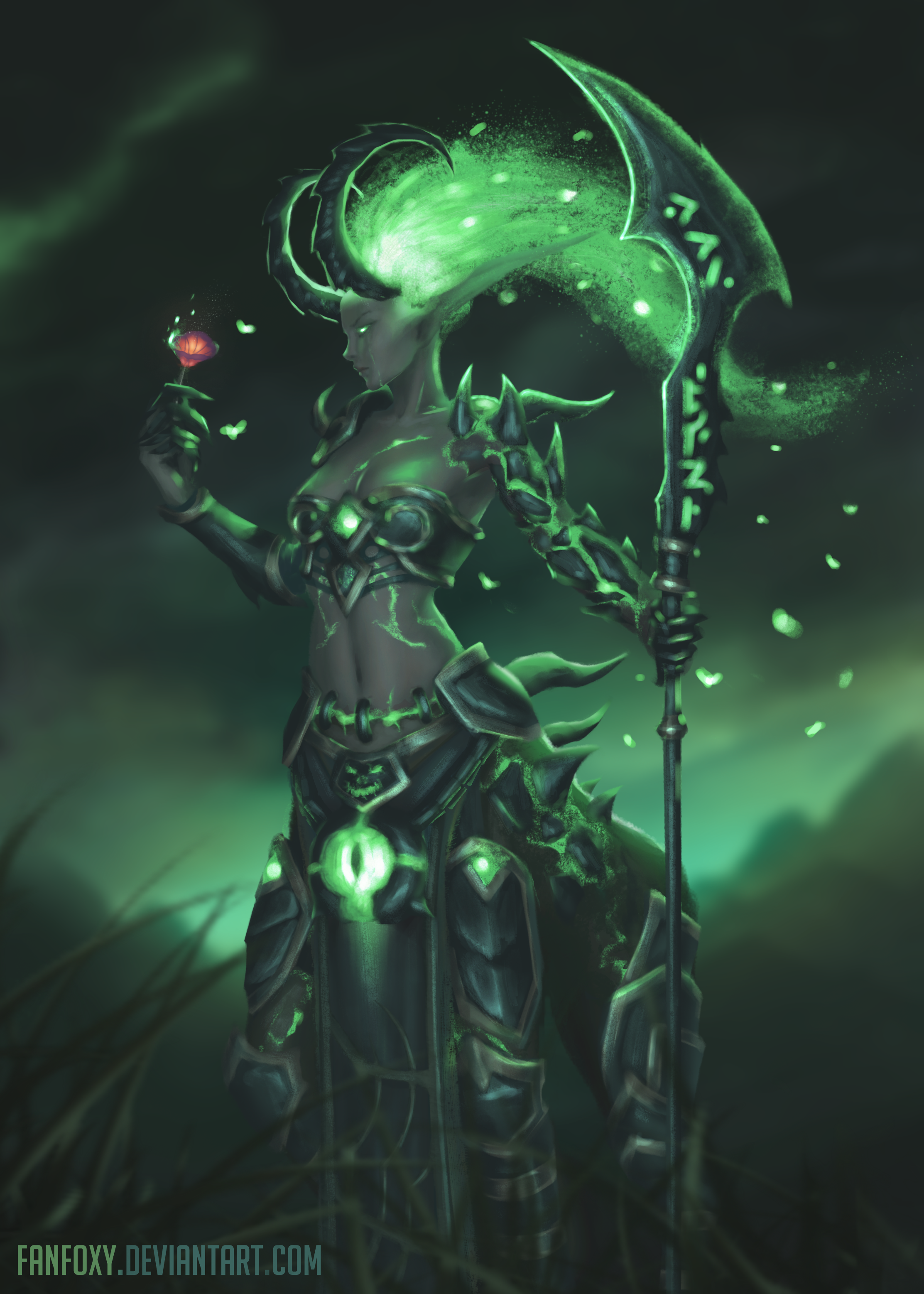 Centaur woman with scythe and flower HD Phone Wallpaper
