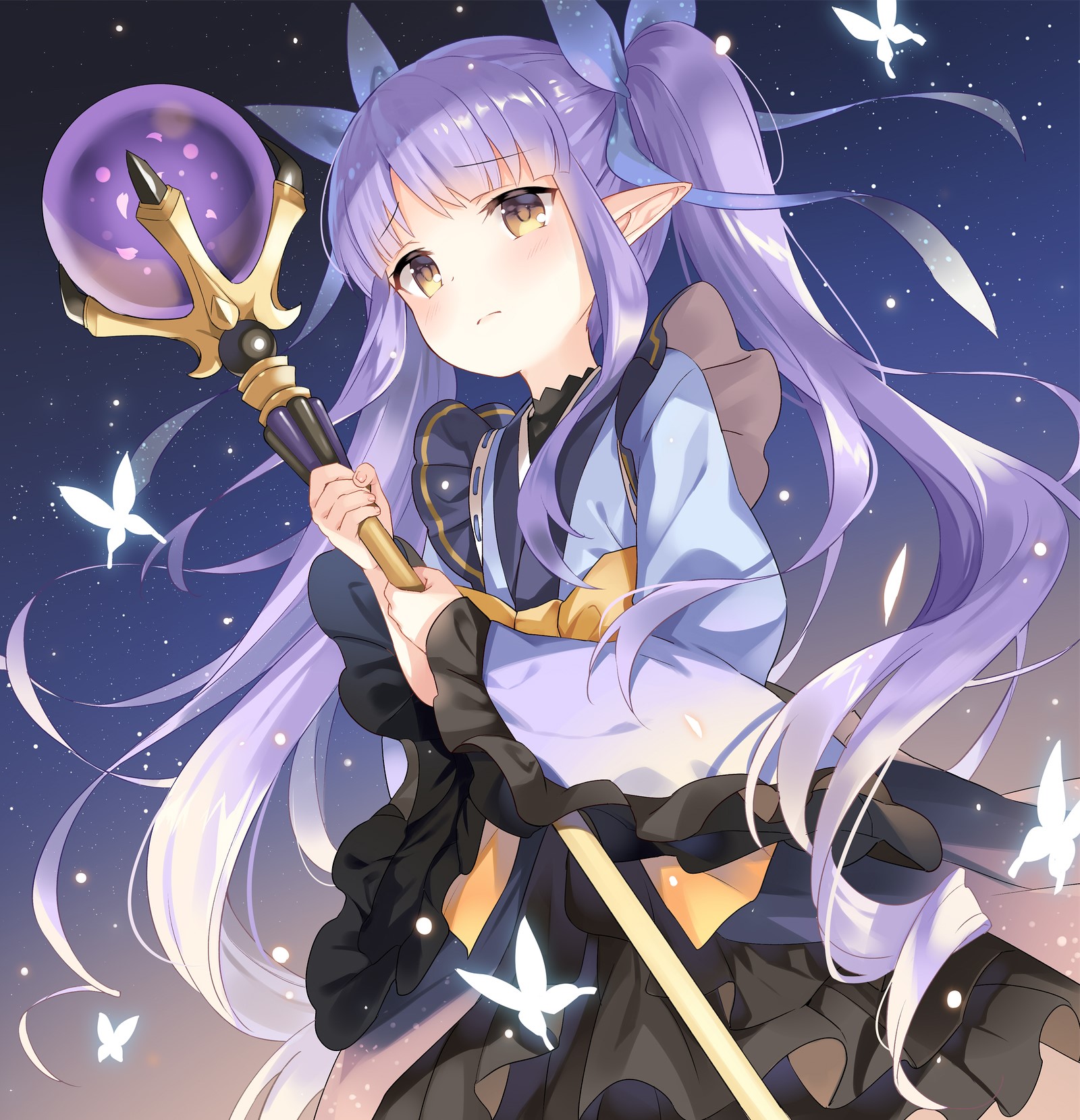 Kurasawa Moko from Princess Connect! Re:Dive with a staff HD Phone Wallpaper