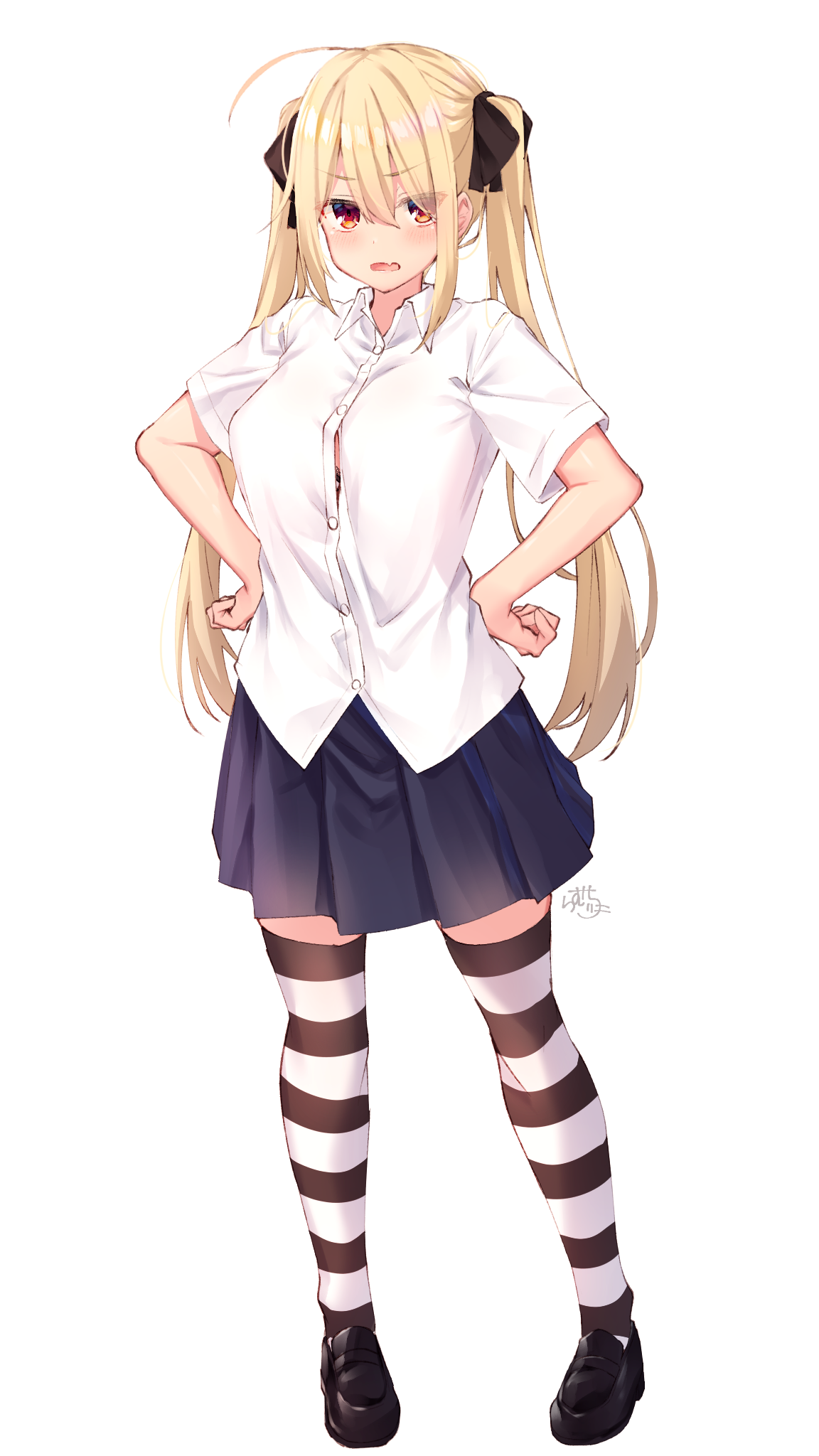Anime girl with blonde twintails in school uniform HD Phone Wallpaper