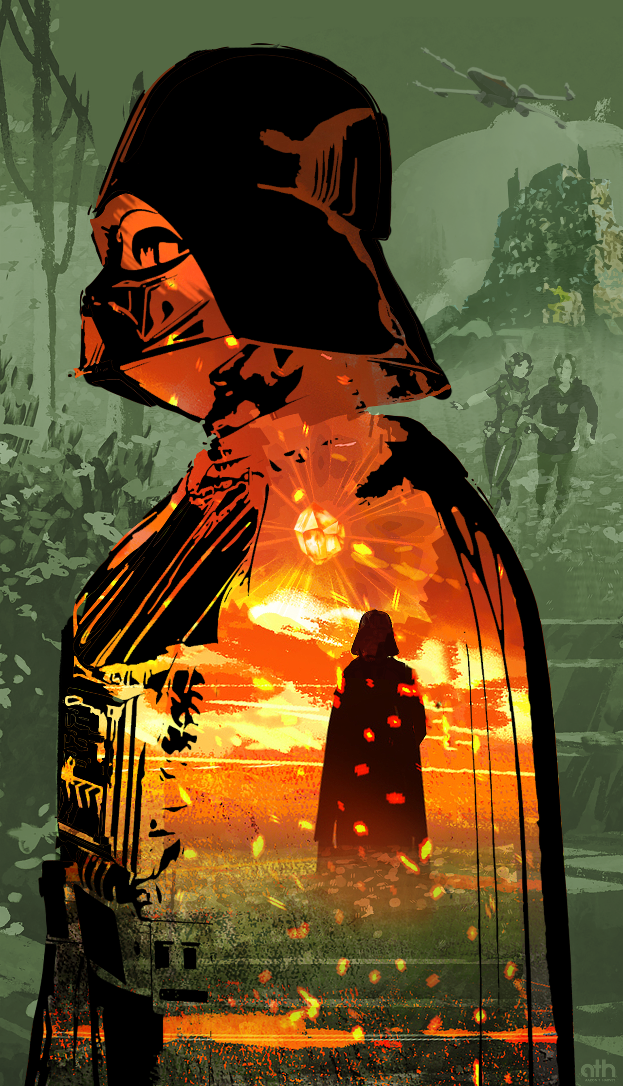 Darth Vader from Star Wars with Luke Skywalker and Leia Organa HD Phone Wallpaper