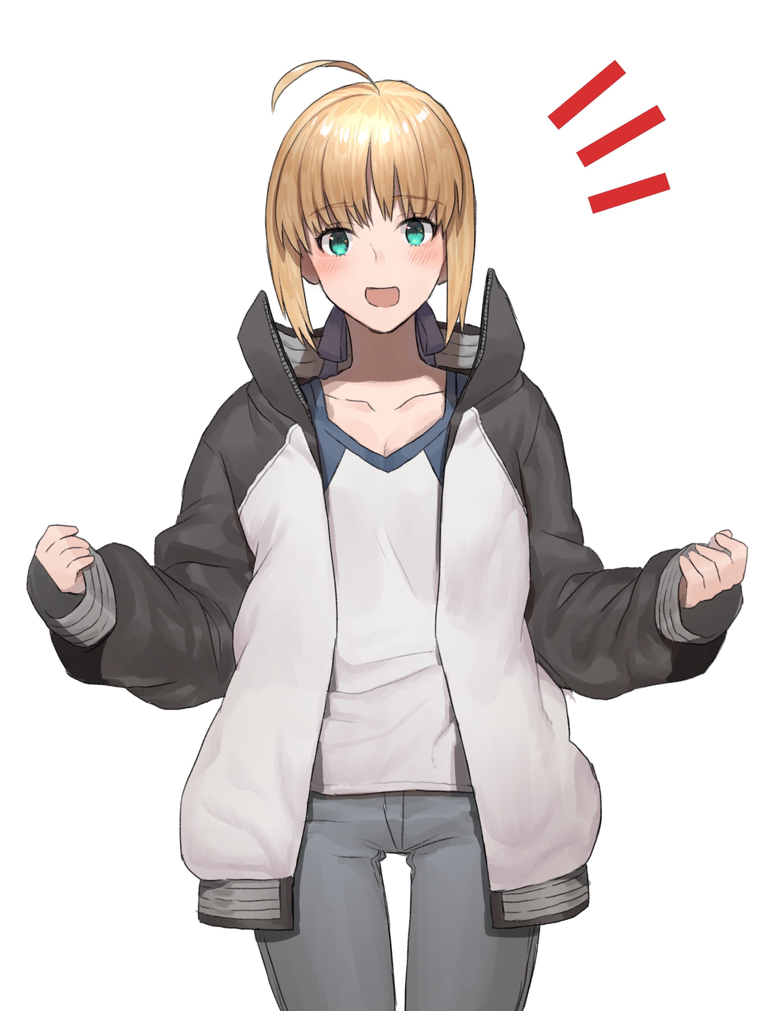 Saber from Fate Series in a jacket HD Phone Wallpaper