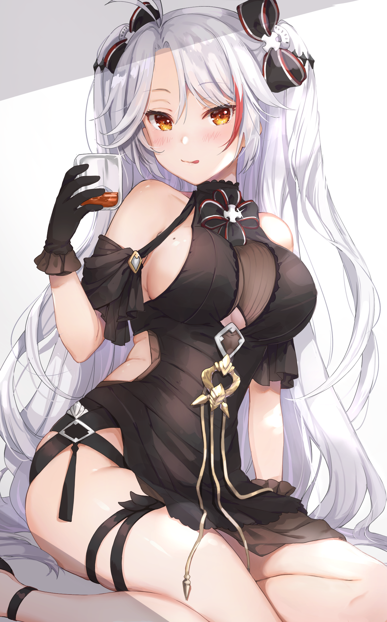 Prinz Eugen from Azur Lane holding a drink HD Phone Wallpaper