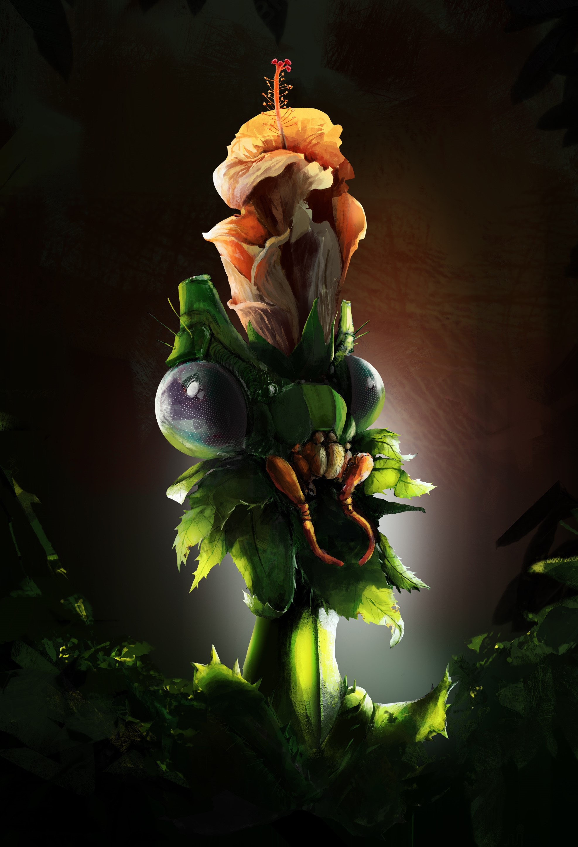 Mantis flower creature digital art by Guillaume Hochart HD Phone Wallpaper