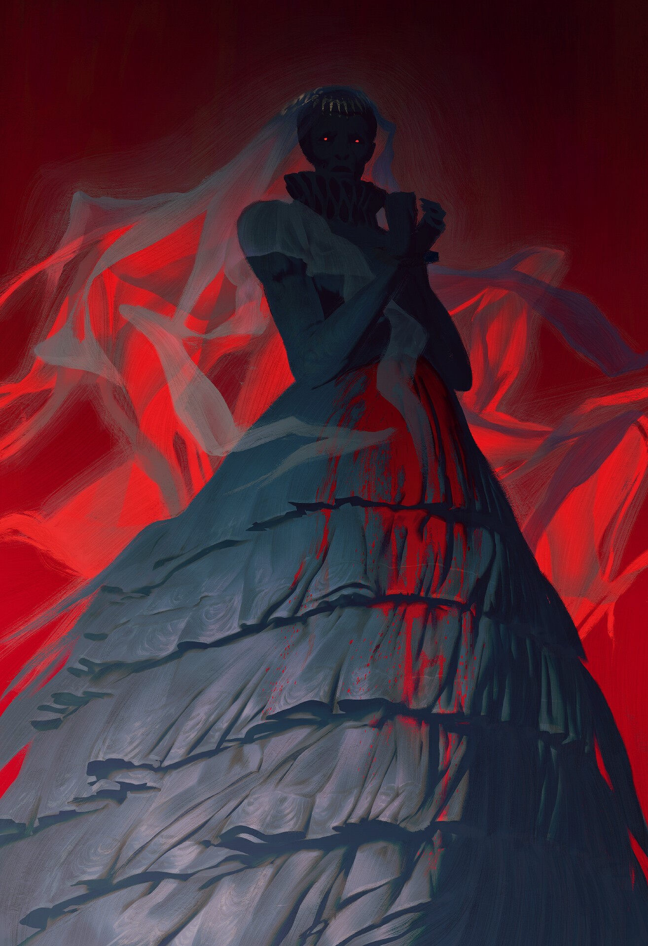 Dark fantasy bride with blood splatters from Bloodborne HD Phone Wallpaper