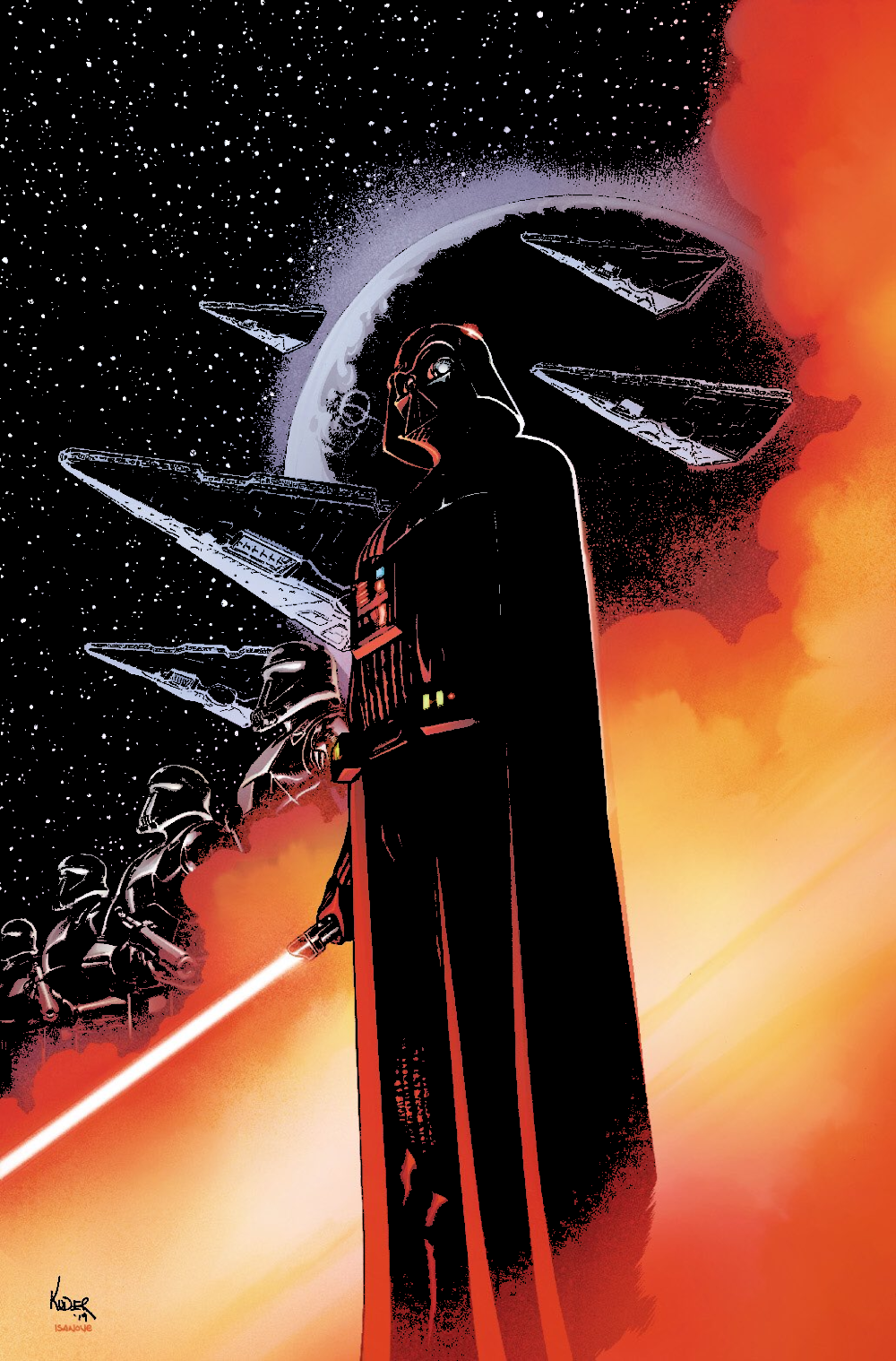 Darth Vader and Imperial Star Destroyers from Star Wars HD Phone Wallpaper