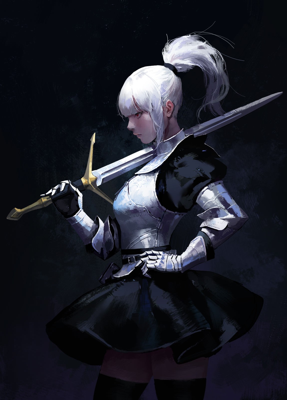 Woman in armor holding a sword HD Phone Wallpaper