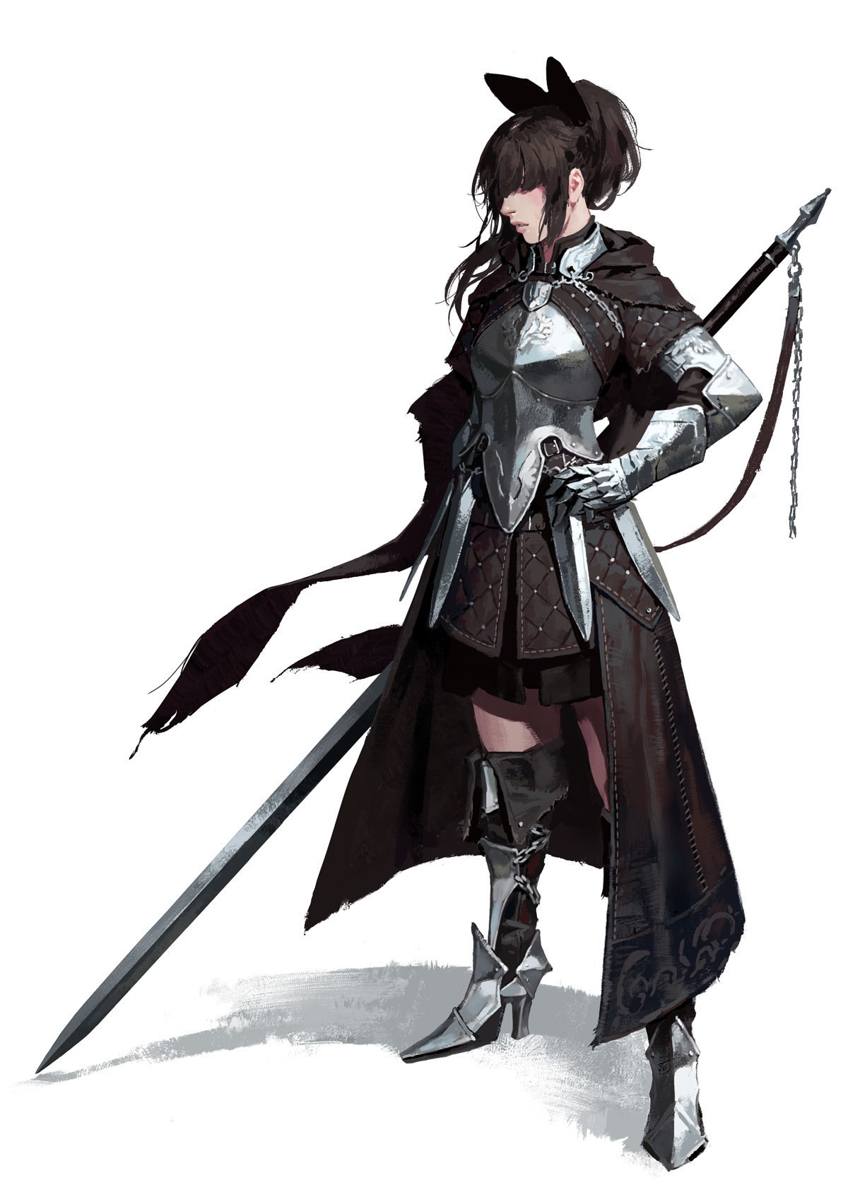 Fantasy Knight with Sword and Spear HD Phone Wallpaper