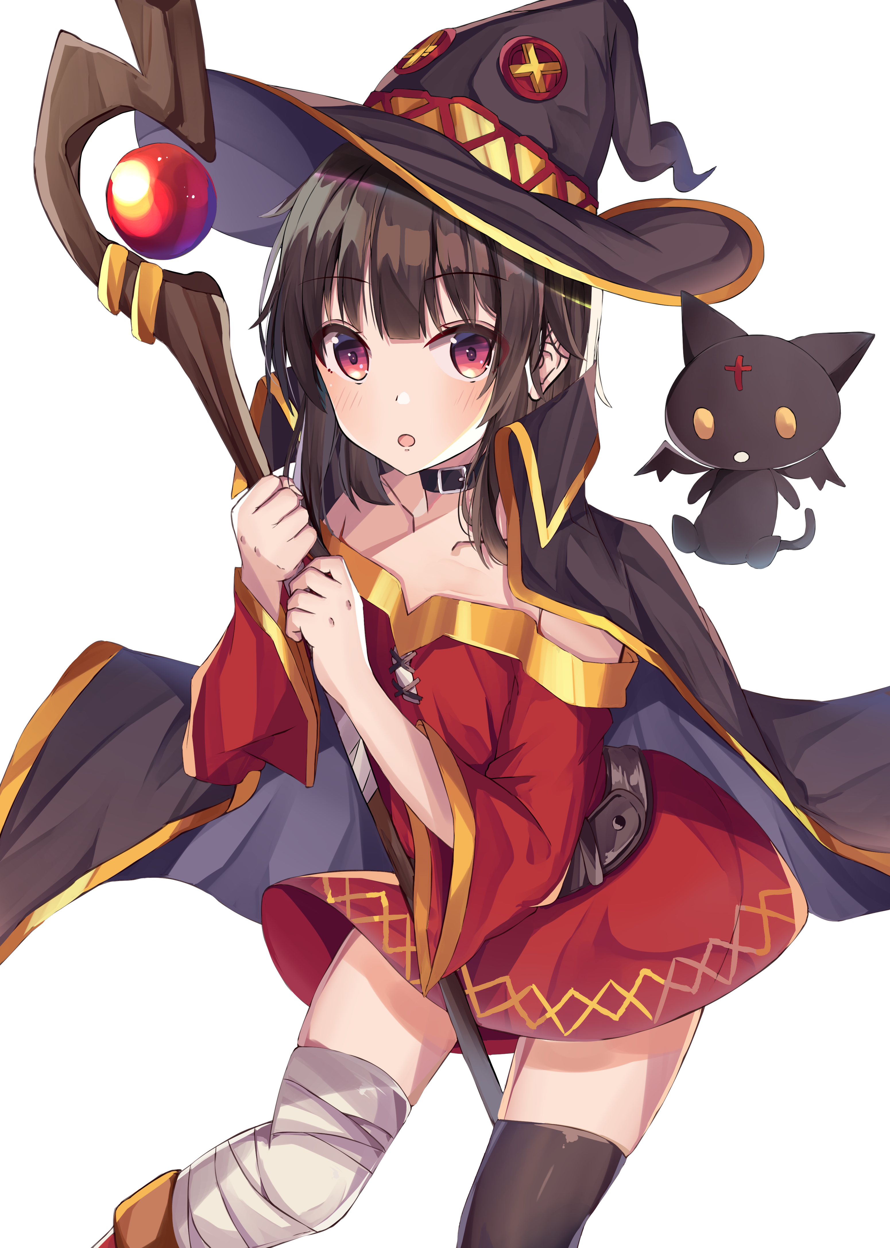 Megumin from Kono Subarashii Sekai ni Shukufuku wo! with a cat familiar HD Phone Wallpaper