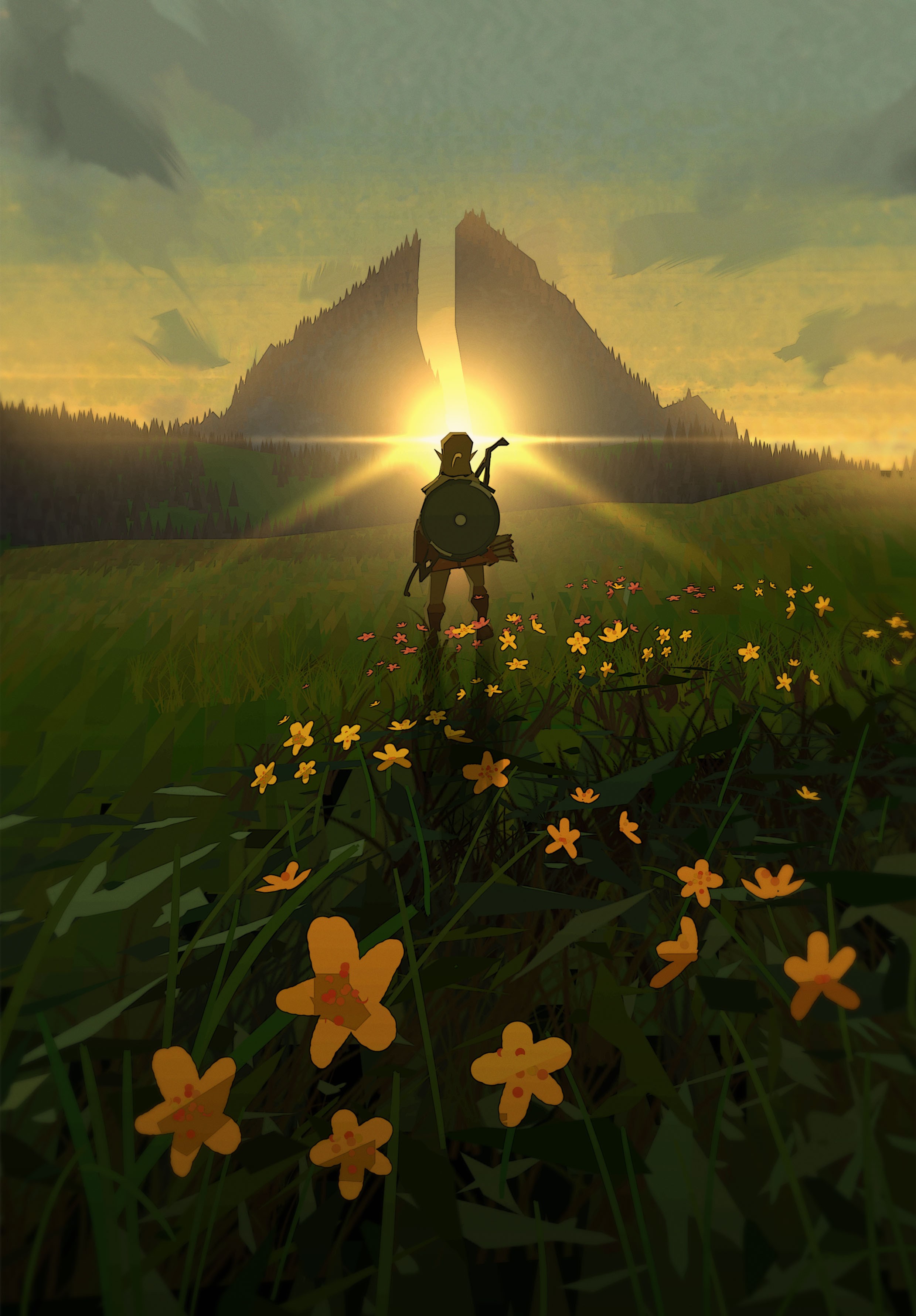 Link from Zelda Breath of the Wild in a field HD Phone Wallpaper