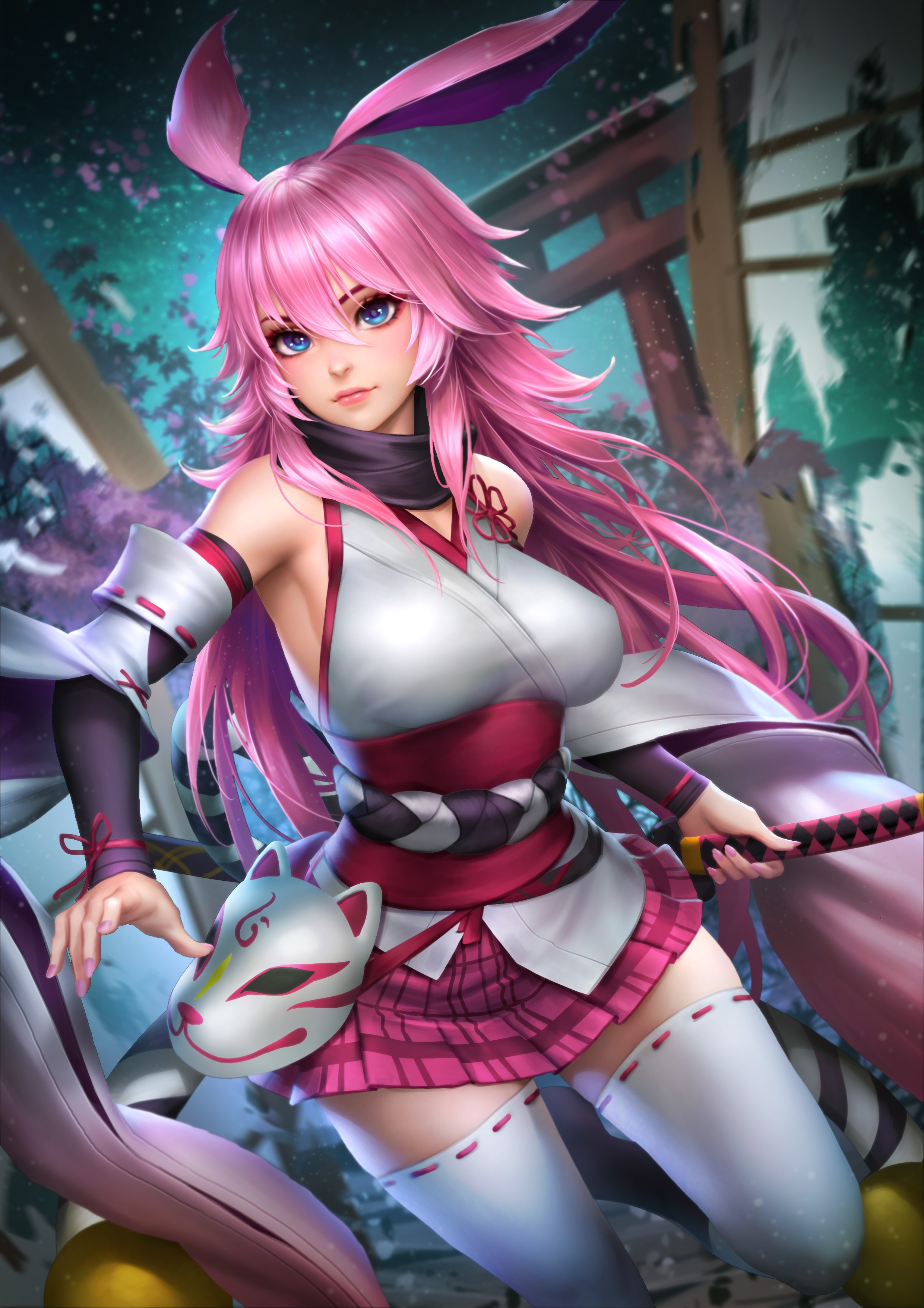 Yae Sakura from Honkai Impact in Kimono HD Phone Wallpaper