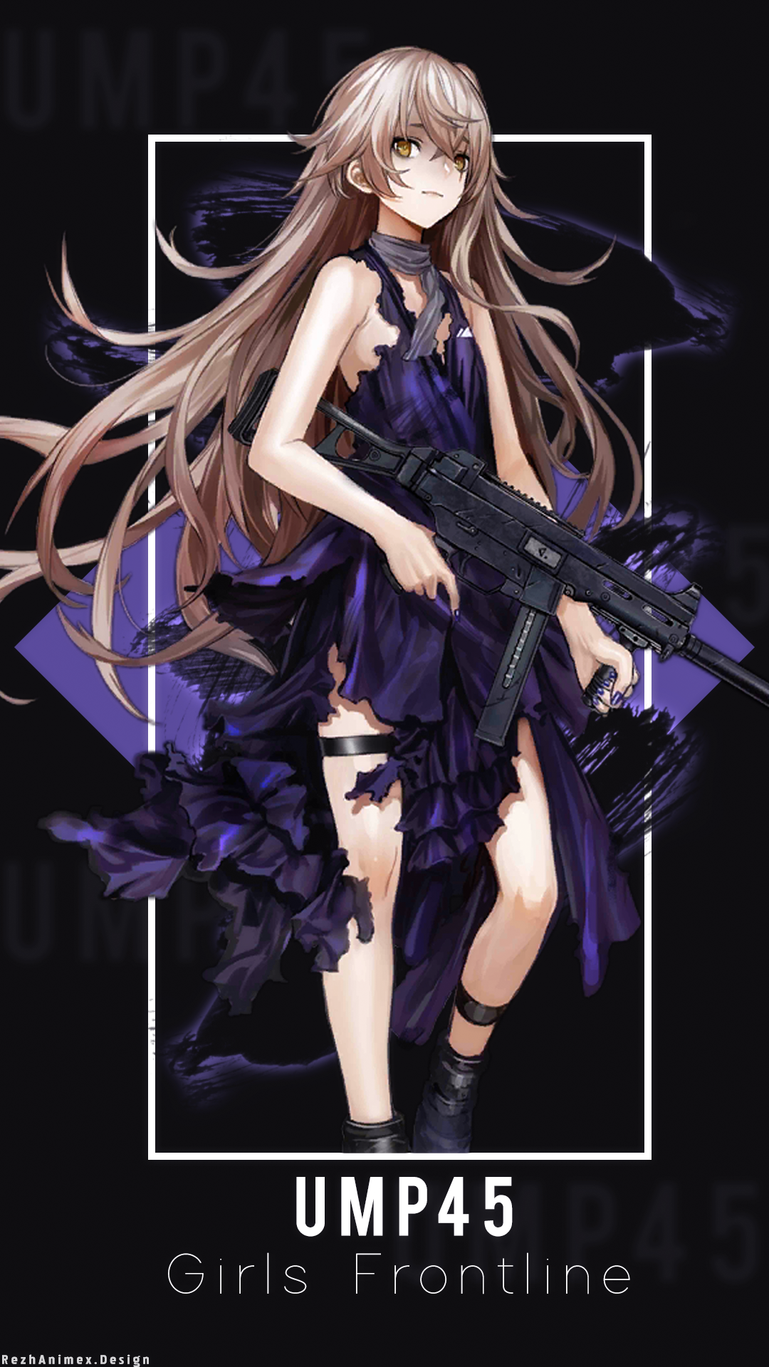 UMP45 from Girls Frontline holding a weapon HD Phone Wallpaper
