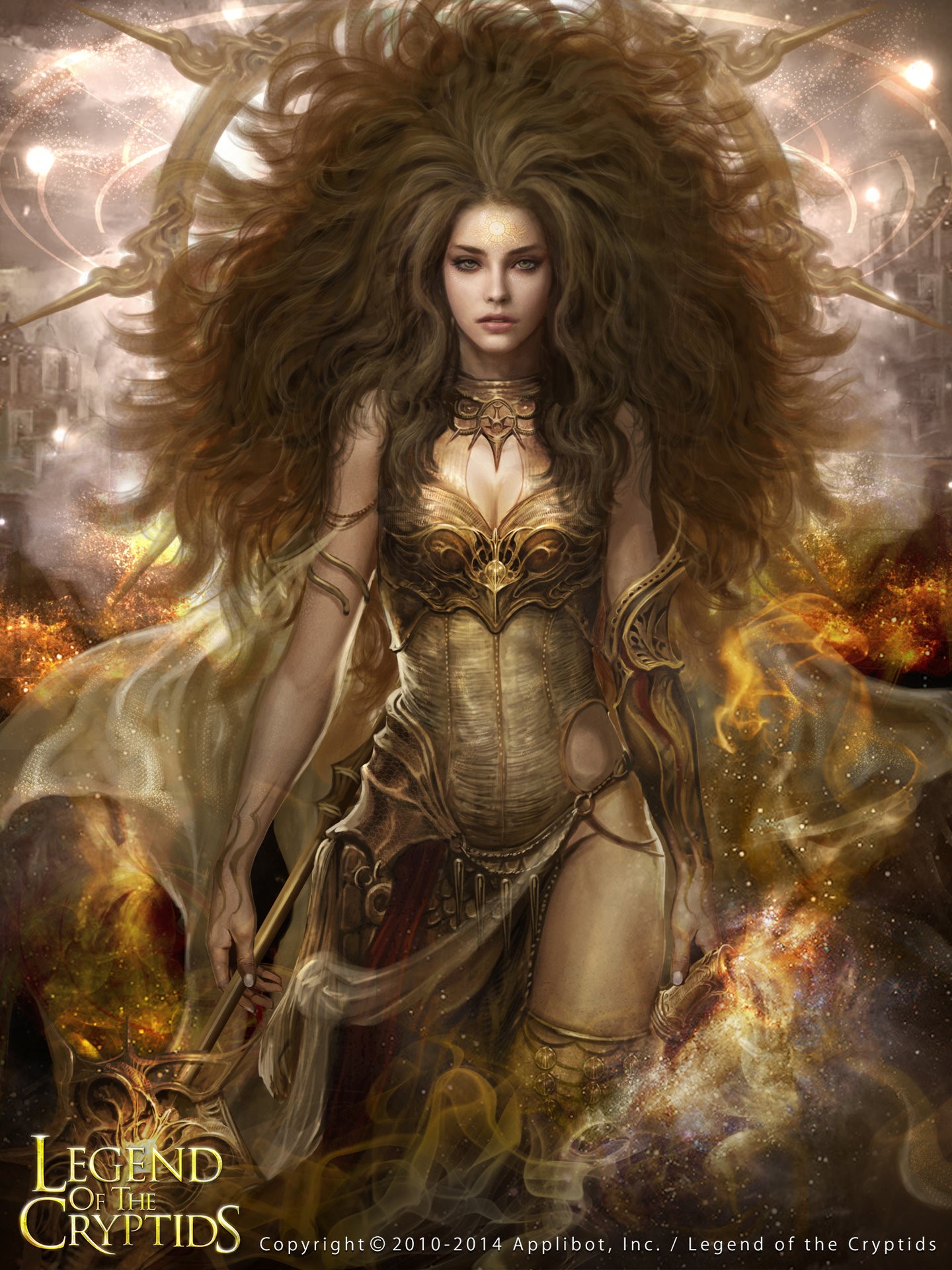 Legend of the Cryptids Warrior with Fiery Aura HD Phone Wallpaper