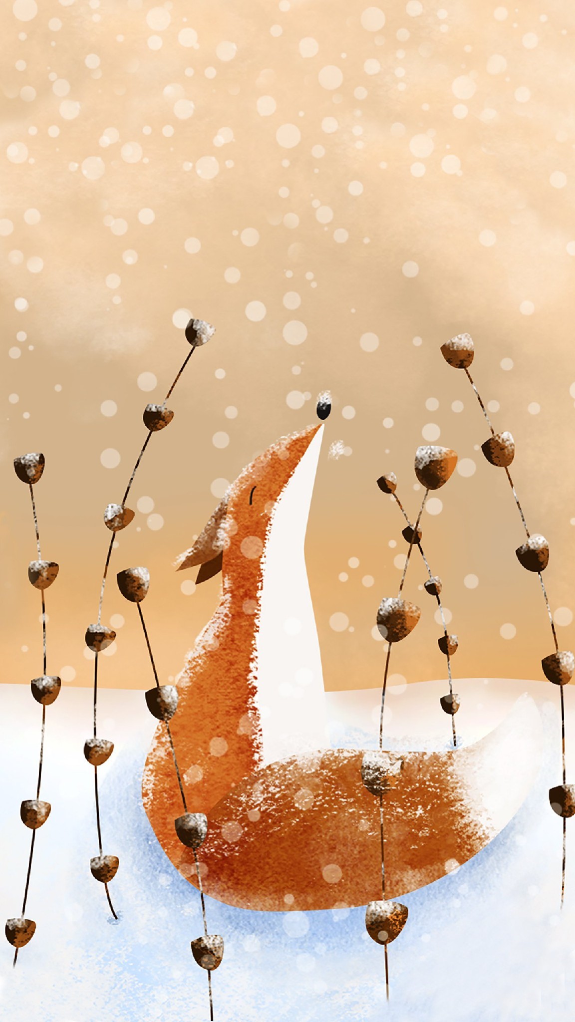 Fox in the snow HD Phone Wallpaper
