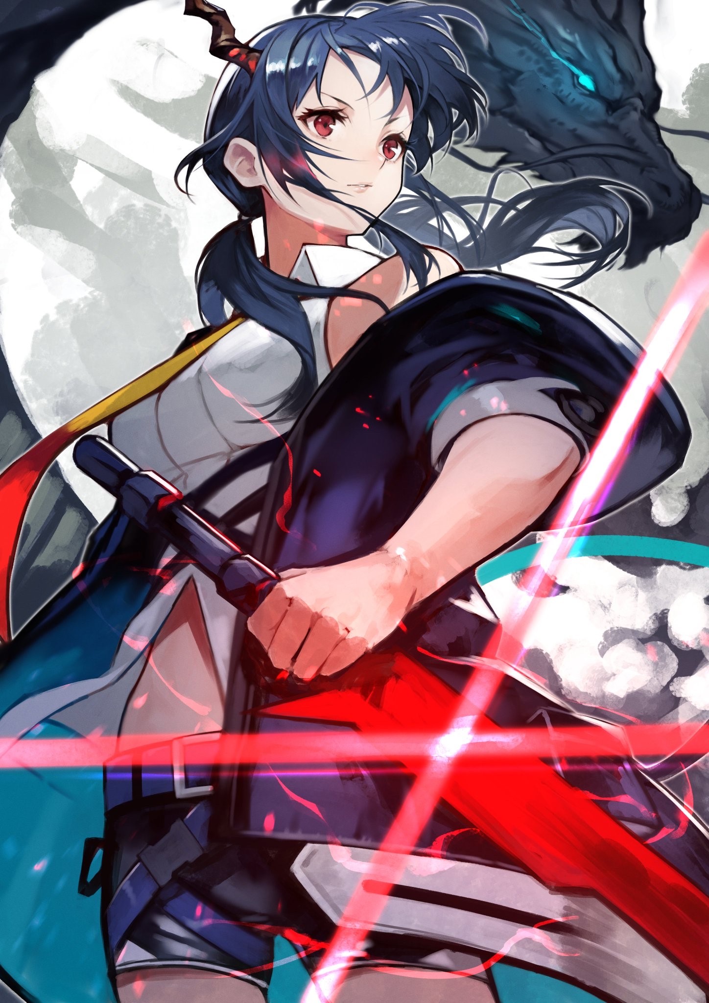 Chen from Arknights with a Dragon HD Phone Wallpaper