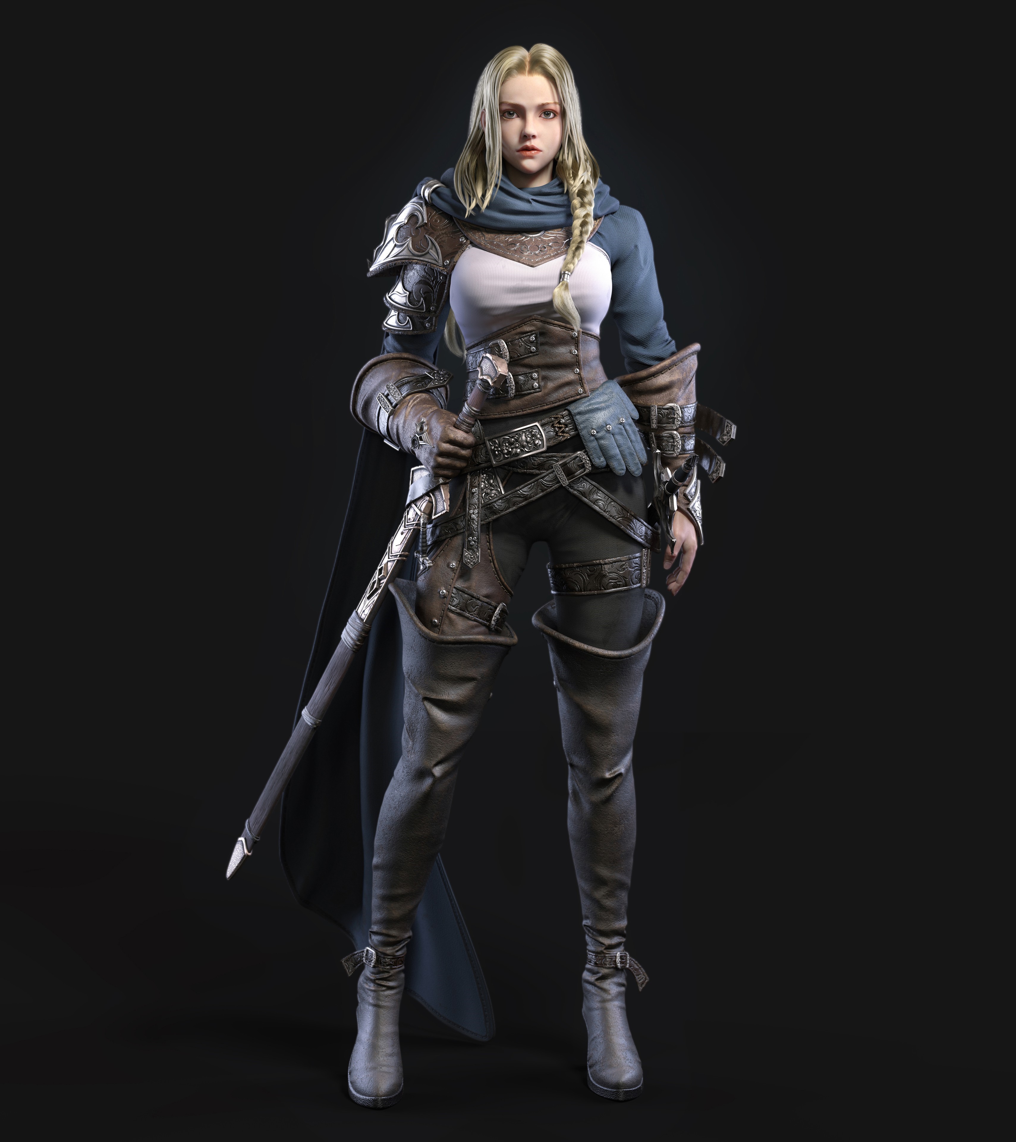Fantasy warrior woman with sword and armor HD Phone Wallpaper