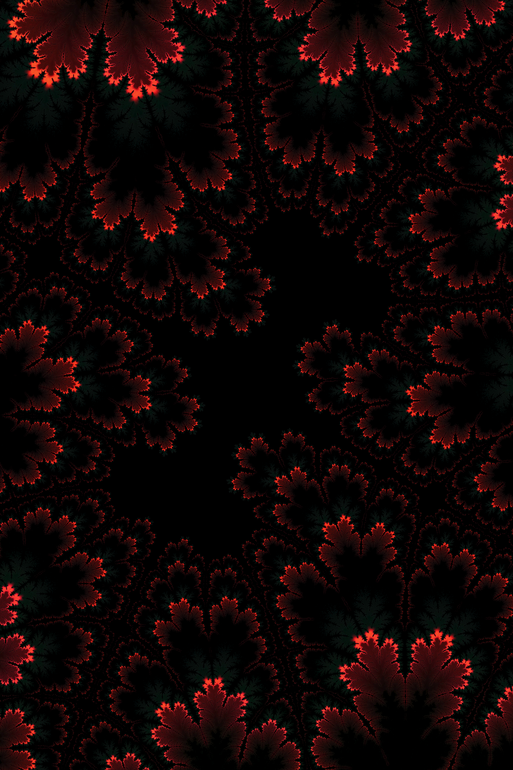 Abstract fractal pattern with red and black leaves HD Phone Wallpaper